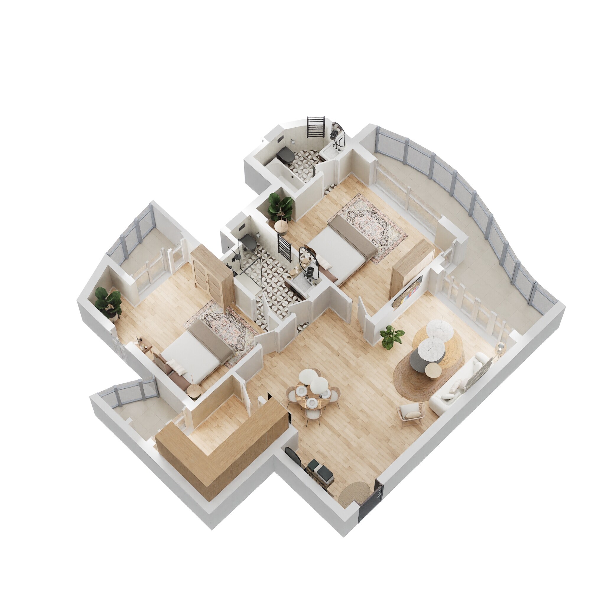 Floor plan of 2 BHK 1320 Sq. Ft. Apartment in Eldeco Utopia, Noida