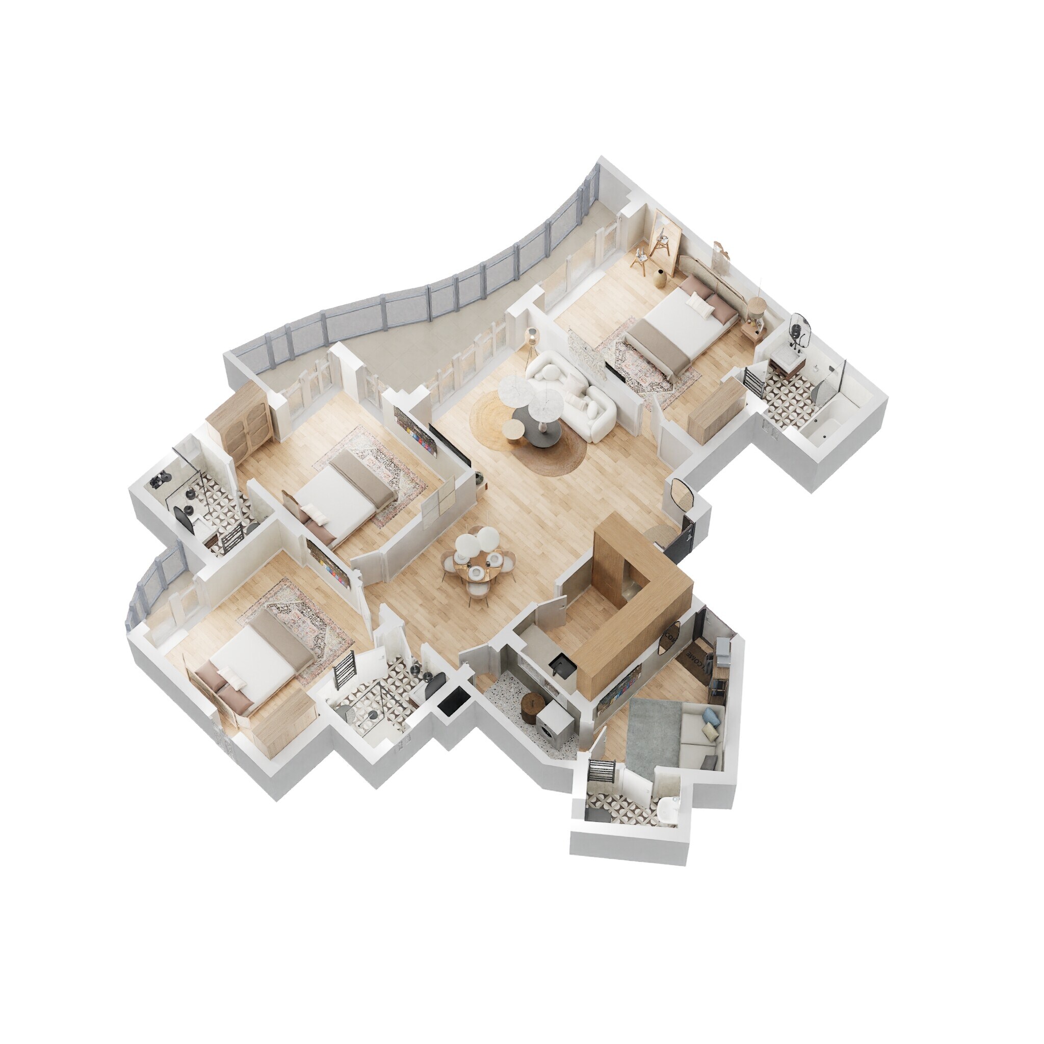 Floor plan of 3 BHK 1790 Sq. Ft. Apartment in Eldeco Utopia, Noida