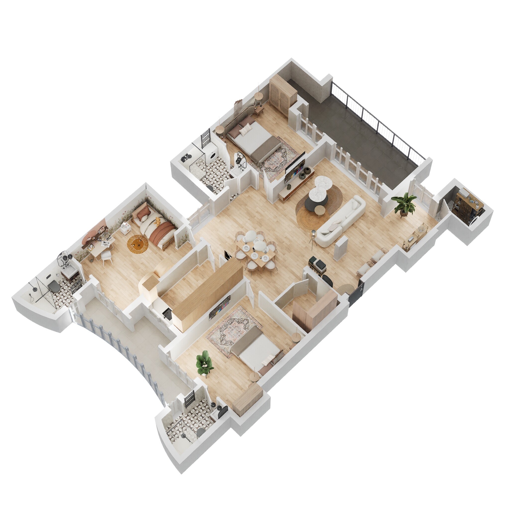 Floor plan of 3 BHK 1885 Sq. Ft. Apartment in Eldeco Utopia, Noida