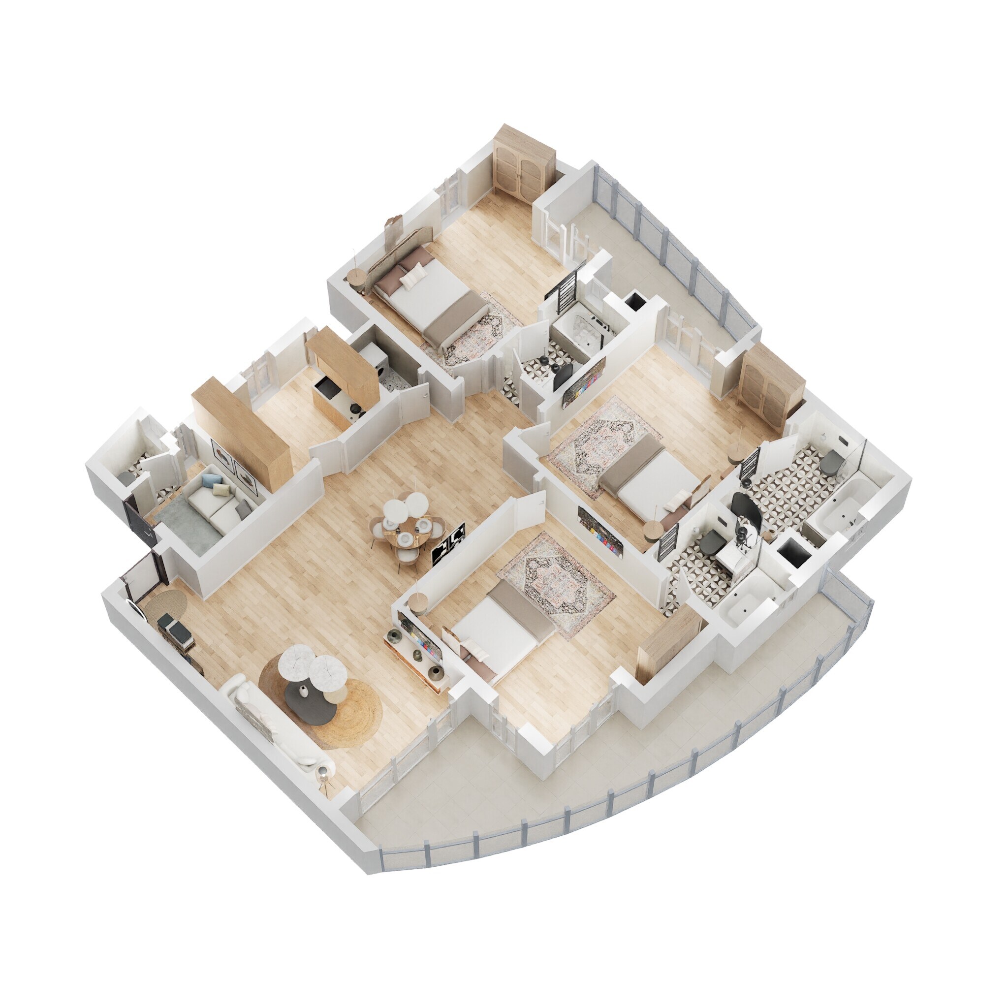 Floor plan of 3 BHK 1915 Sq. Ft. Apartment in Eldeco Utopia, Noida
