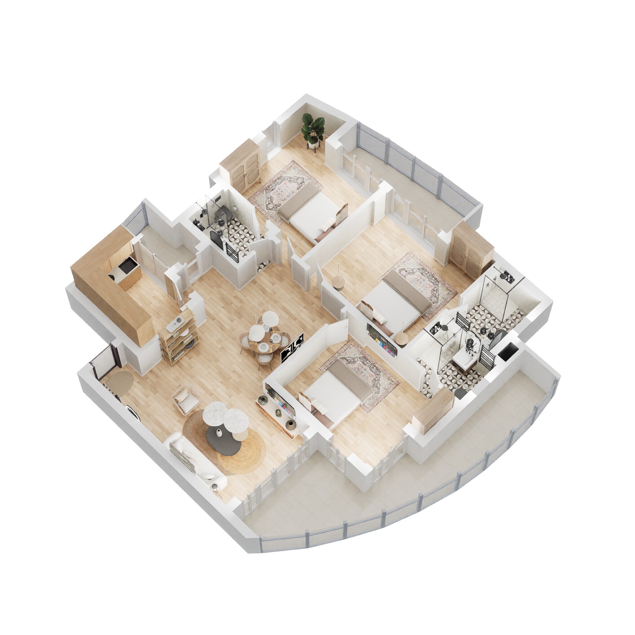 Floor plan of 3 BHK 1920 Sq. Ft. Apartment in Eldeco Utopia, Noida