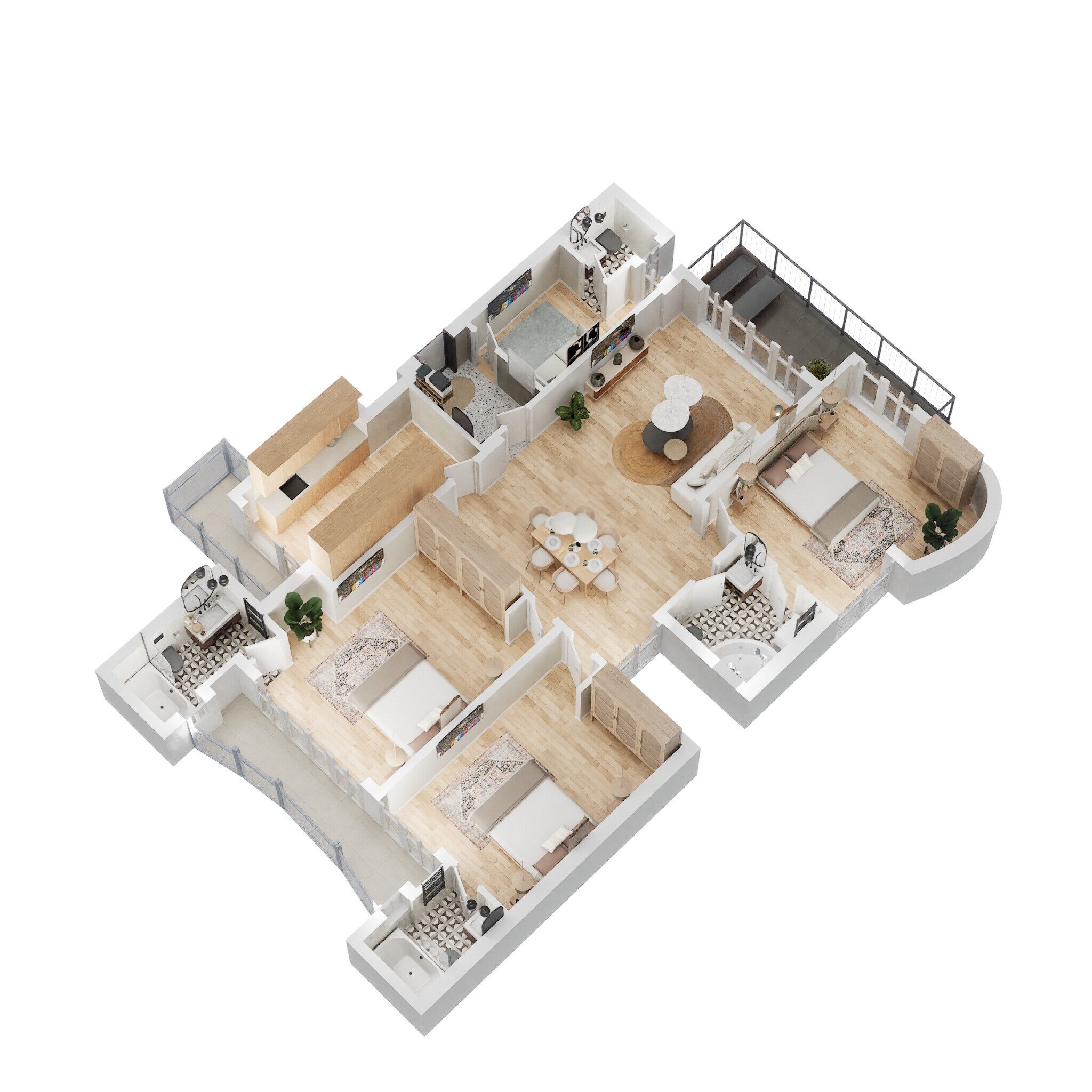 Floor plan of 3 BHK 2105 Sq. Ft. Apartment in Eldeco Utopia, Noida