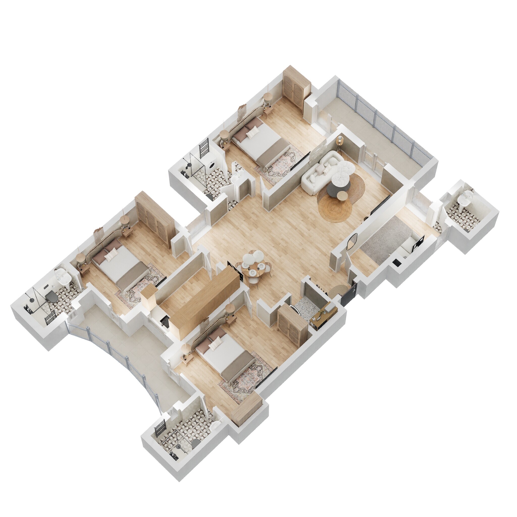 Floor plan of 3 BHK 2140 Sq. Ft. Apartment in Eldeco Utopia, Noida