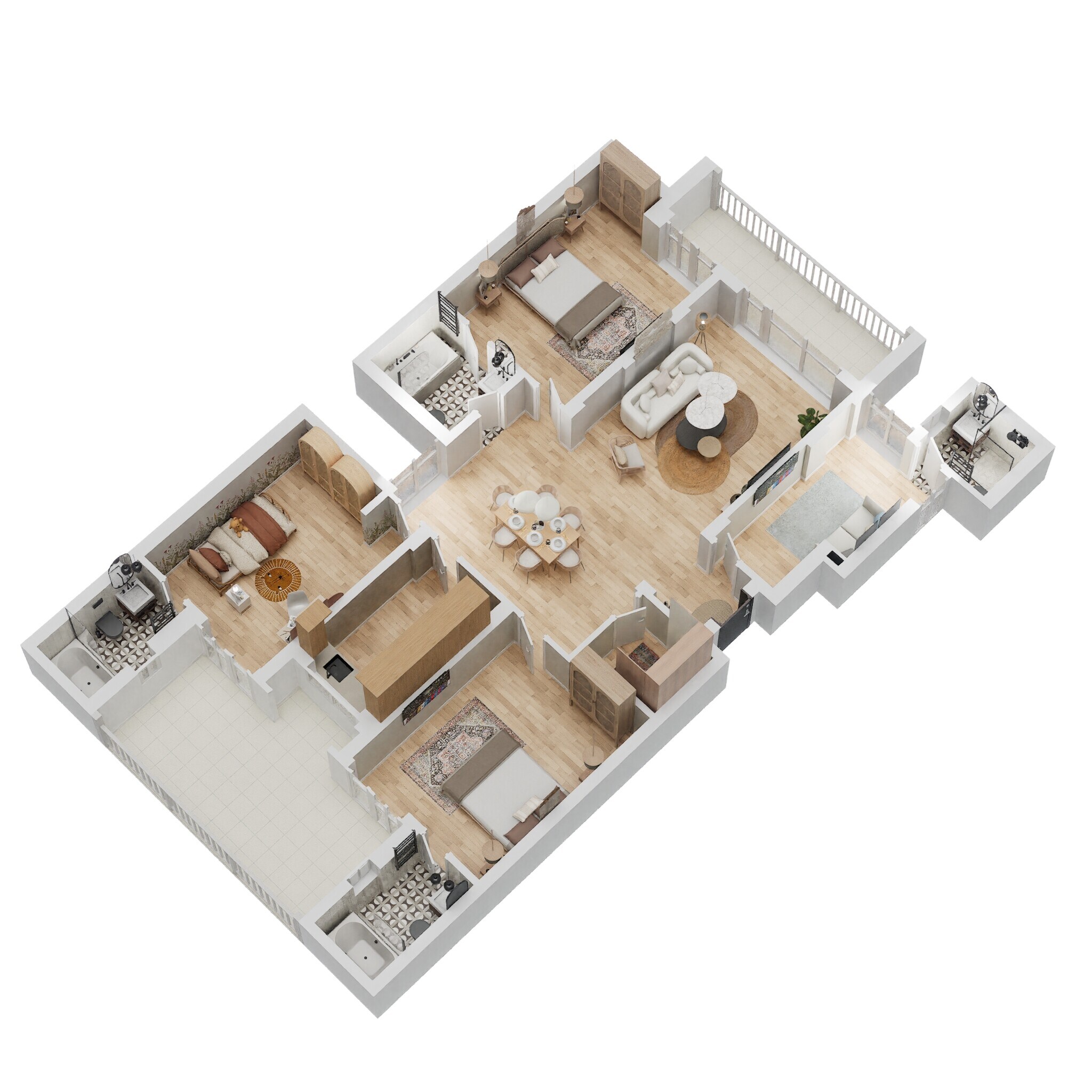Floor plan of 3 BHK 2250 Sq. Ft. Apartment in Eldeco Utopia, Noida