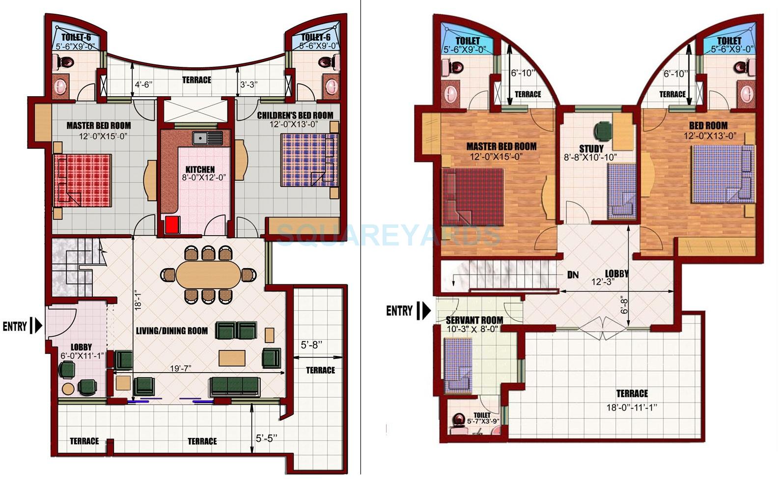 Floor plan of 4 BHK 2470 Sq. Ft. Apartment in Eldeco Utopia, Noida
