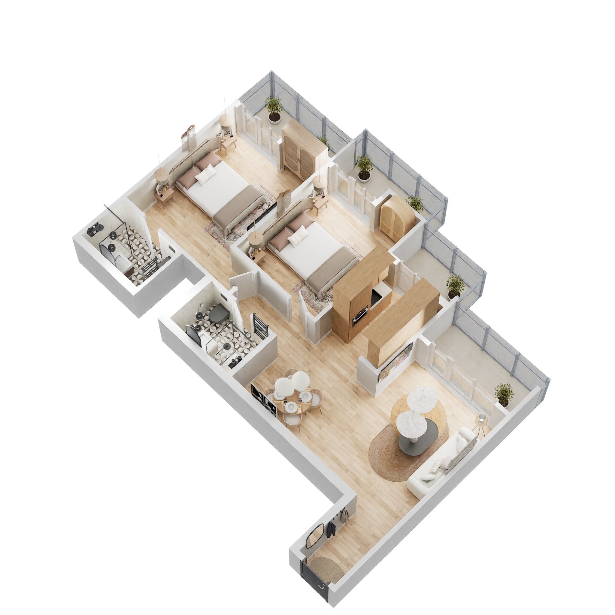 Floor plan of 2 BHK 1245 Sq. Ft. Apartment in Elite Golf Green, Noida