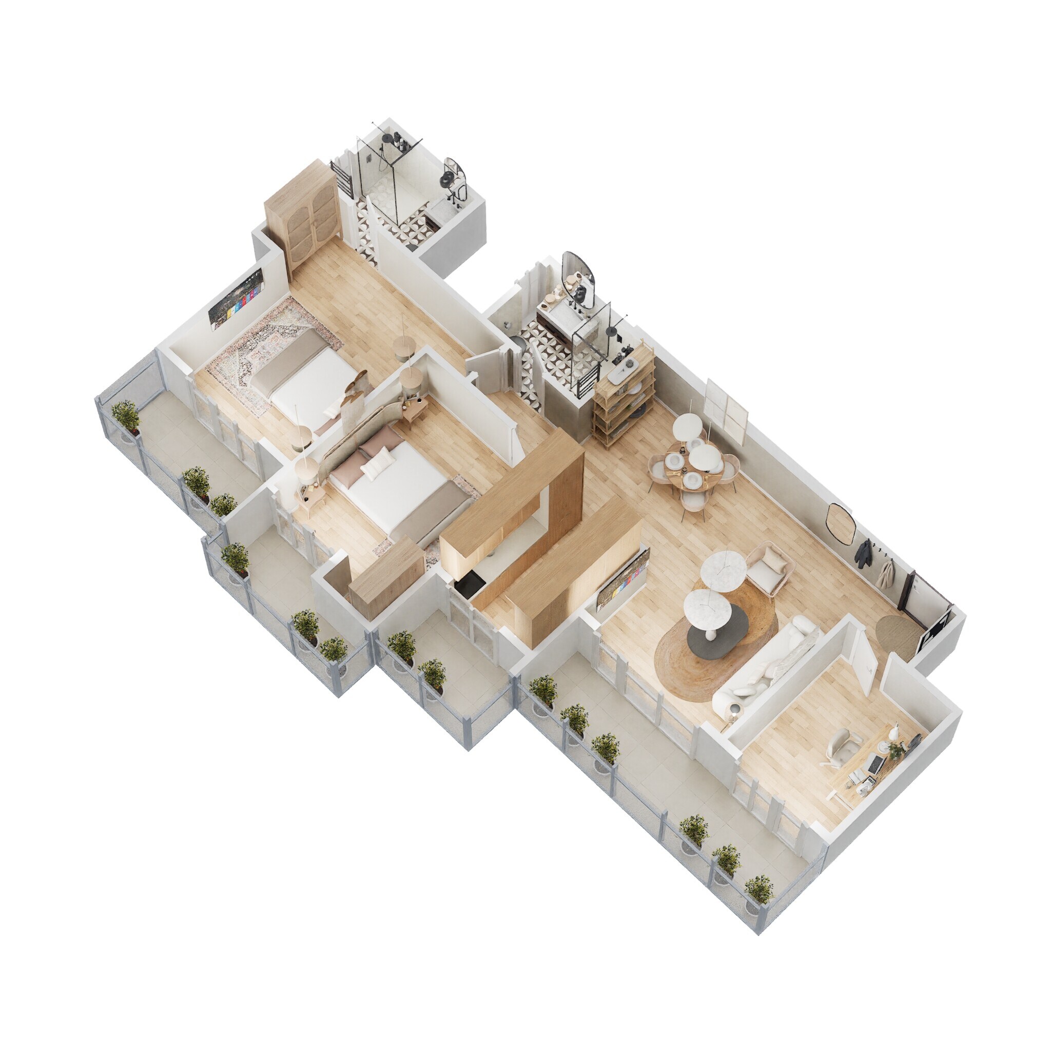 Floor plan of 2 BHK 1385 Sq. Ft. Apartment in Elite Golf Green, Noida