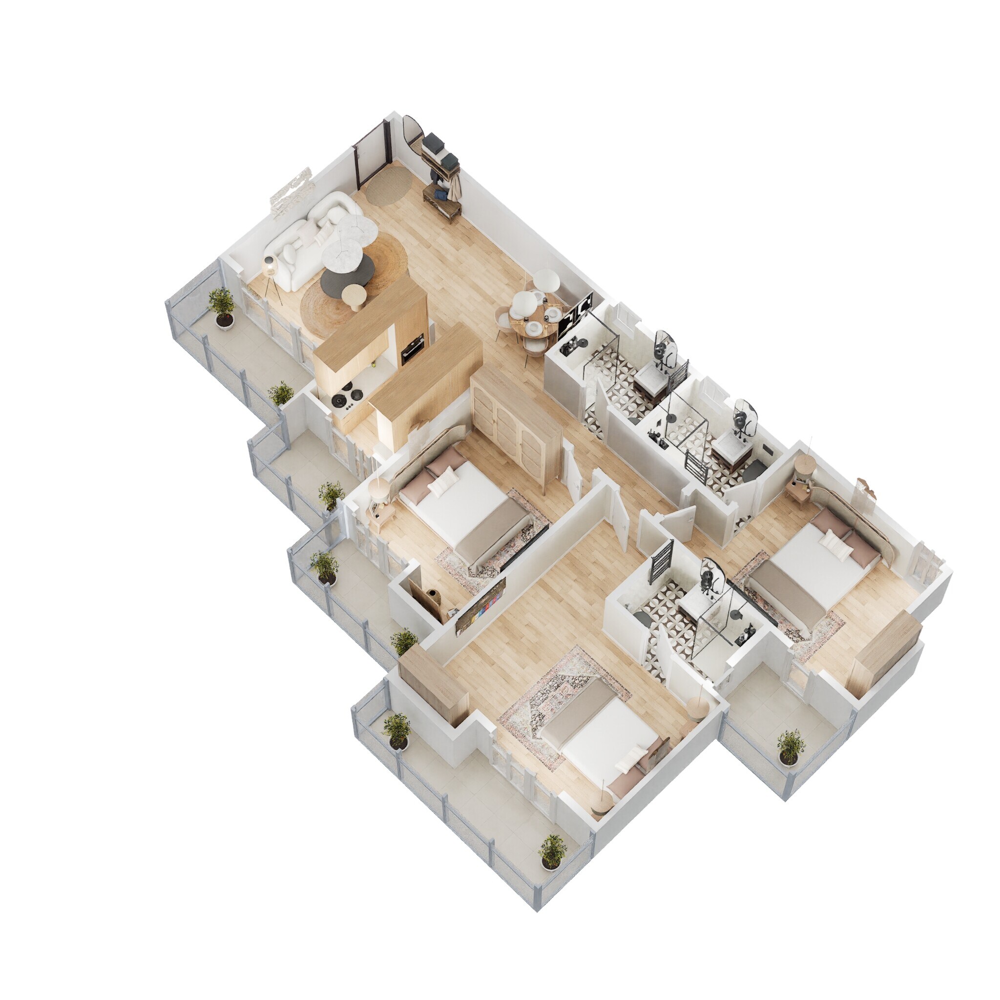 Floor plan of 3 BHK 1620 Sq. Ft. Apartment in Elite Golf Green, Noida