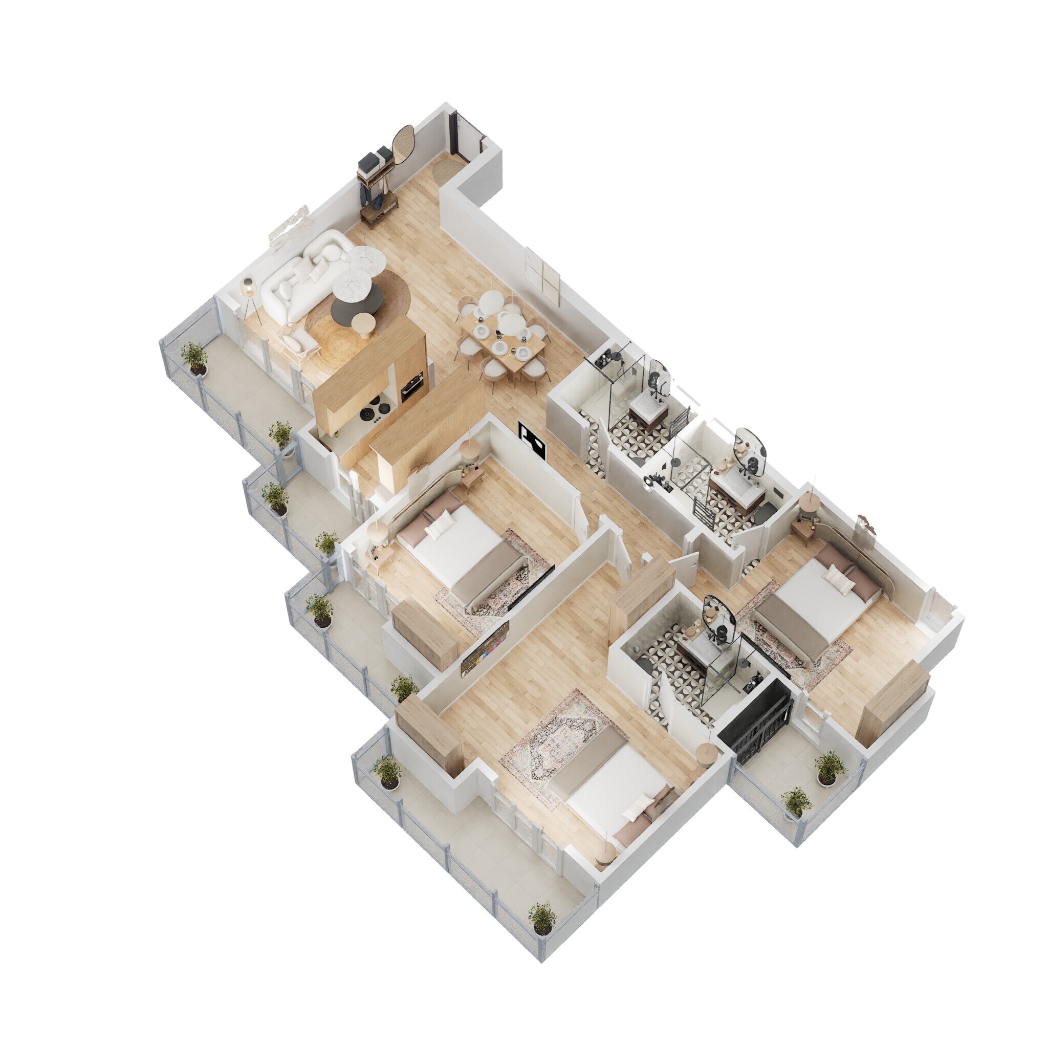 Floor plan of 3 BHK 1645 Sq. Ft. Apartment in Elite Golf Green, Noida
