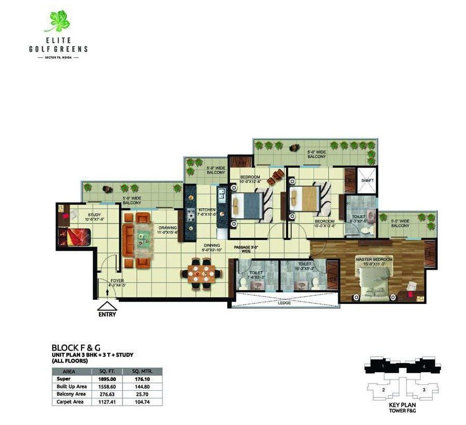 Other, elite-golf-green 3 Bedroom 1895 Sq.Ft. Apartment In Sector 79 Noida 8948667