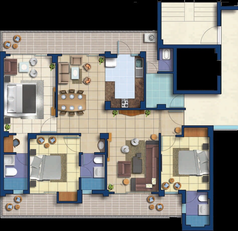 Floor plan of 3 BHK 1910 Sq. Ft. Apartment in Elixir Windz, Noida