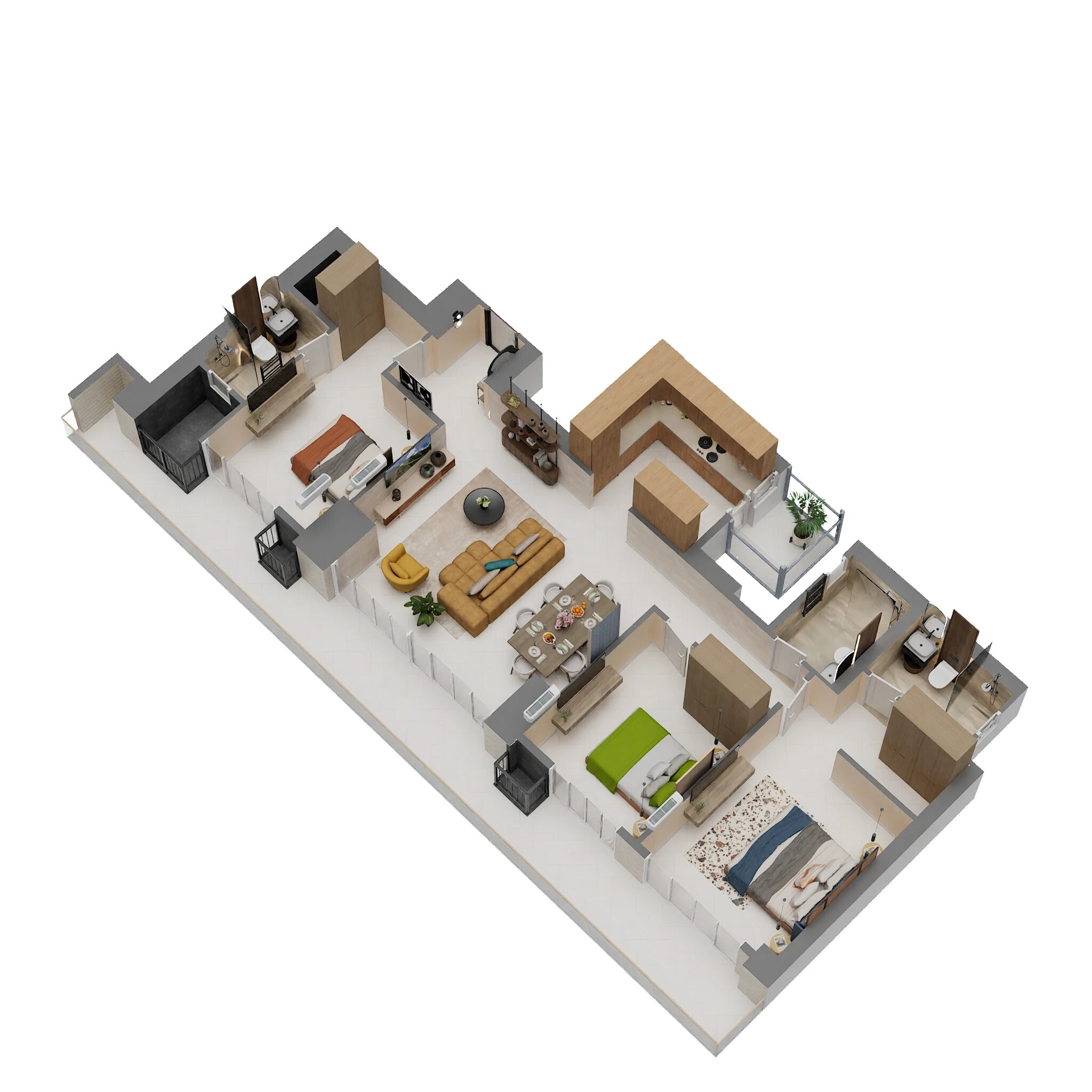 Floor plan of 3 BHK 2600 Sq. Ft. Apartment in Experion Saatori, Noida