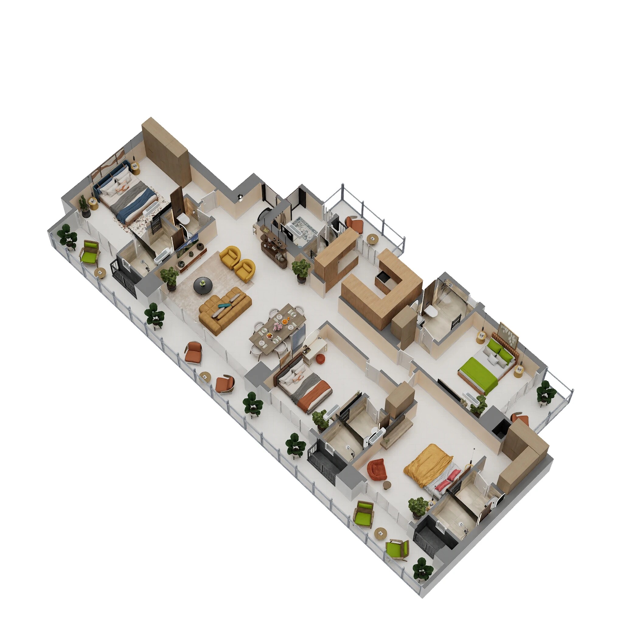 Floor plan of 4 BHK 3200 Sq. Ft. Apartment in Experion Saatori, Noida