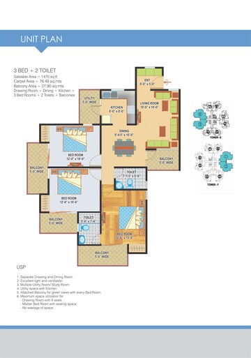  3 BHK Apartment at Express Zenith, Sector 77 – for Rent