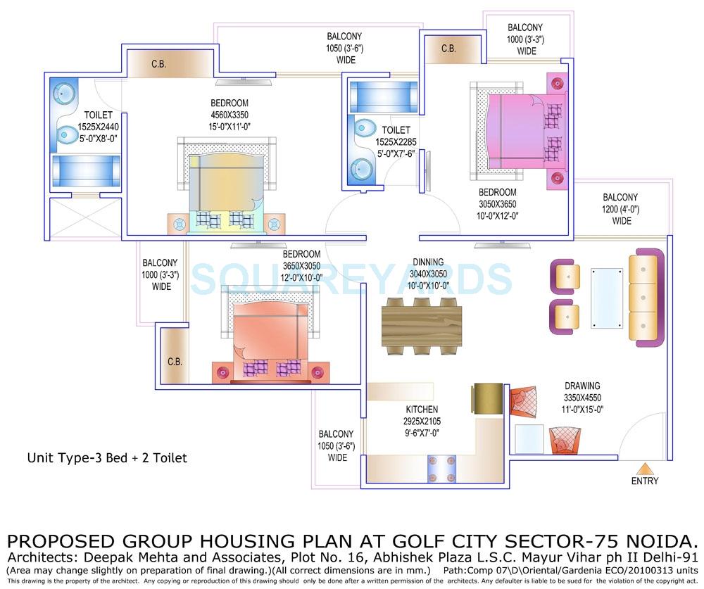  3 BHK Apartment at Gardenia Golf City, Noida Central – for Rent