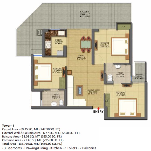 3 bhk in gaur city