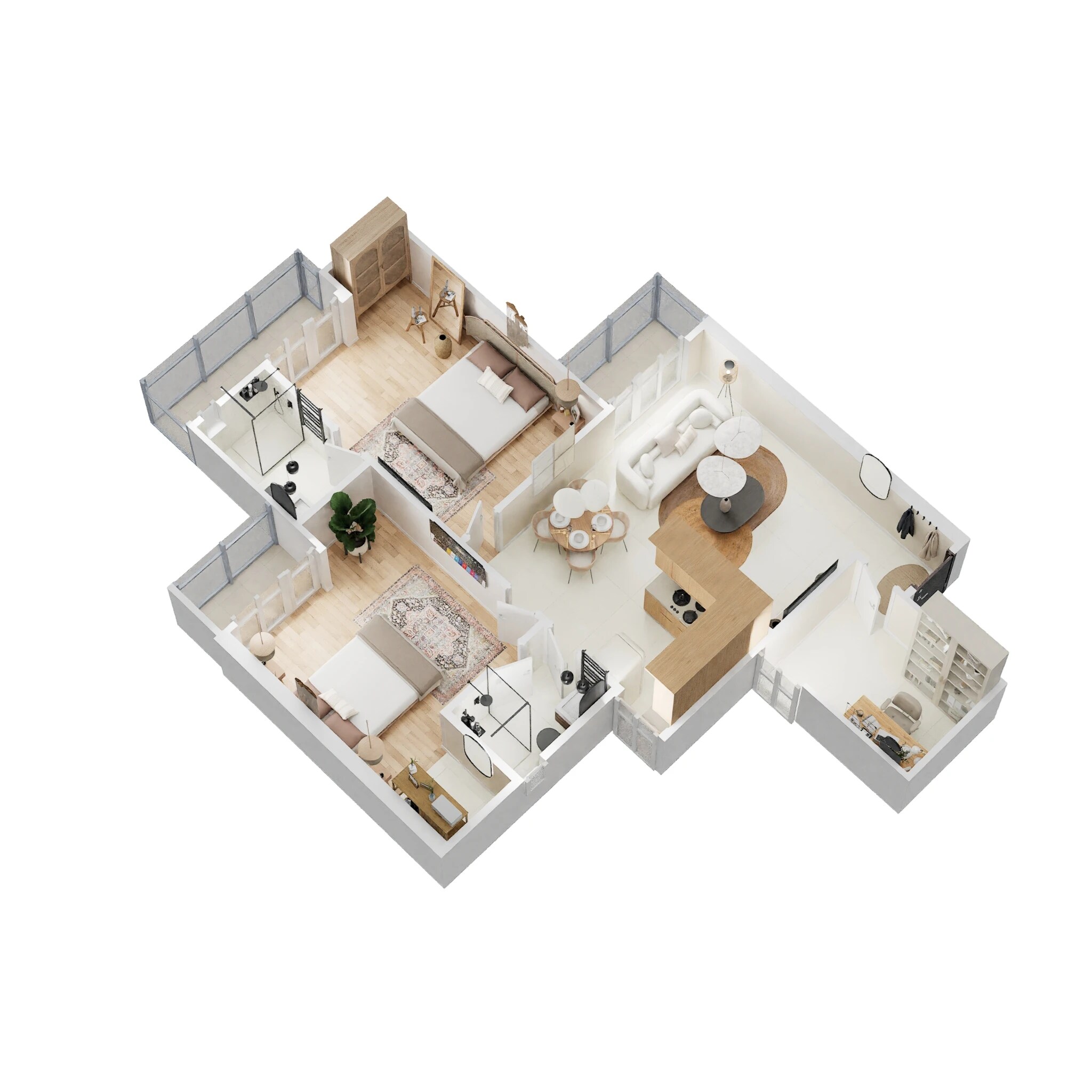 Floor plan of 2 BHK 1246 Sq. Ft. Apartment in Gaur Grandeur 2, Noida
