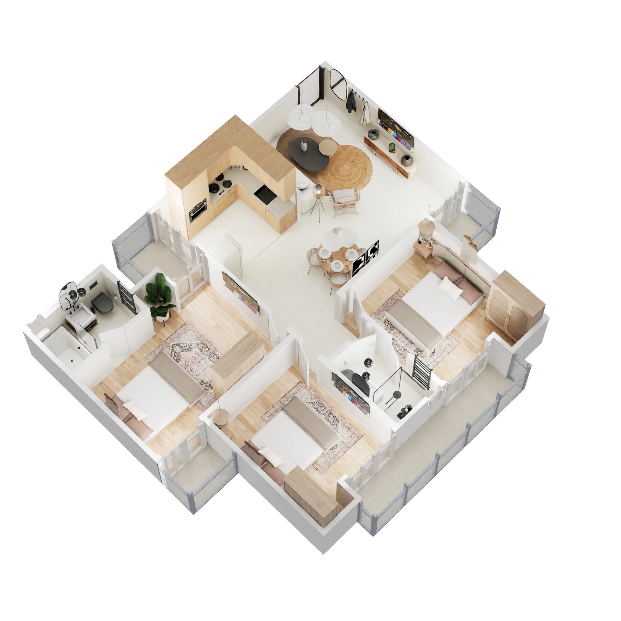 Floor plan of 3 BHK 1344 Sq. Ft. Apartment in Gaur Grandeur 2, Noida