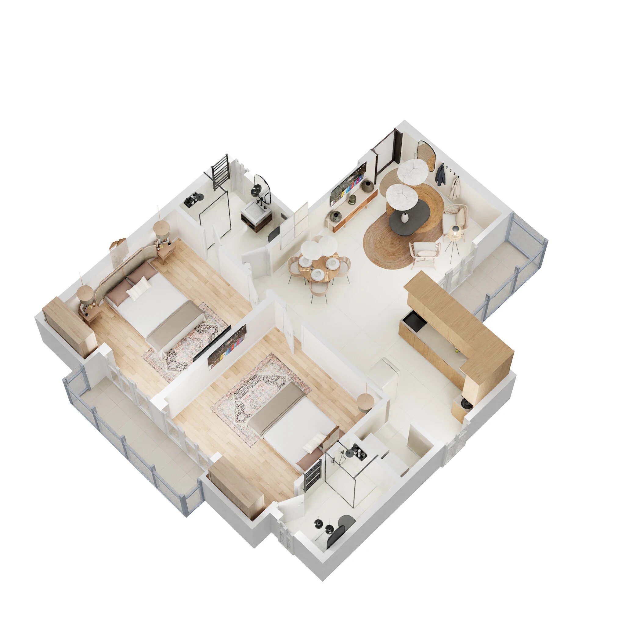 Floor plan of 2 BHK 1085 Sq. Ft. Apartment in Gaur Grandeur, Noida