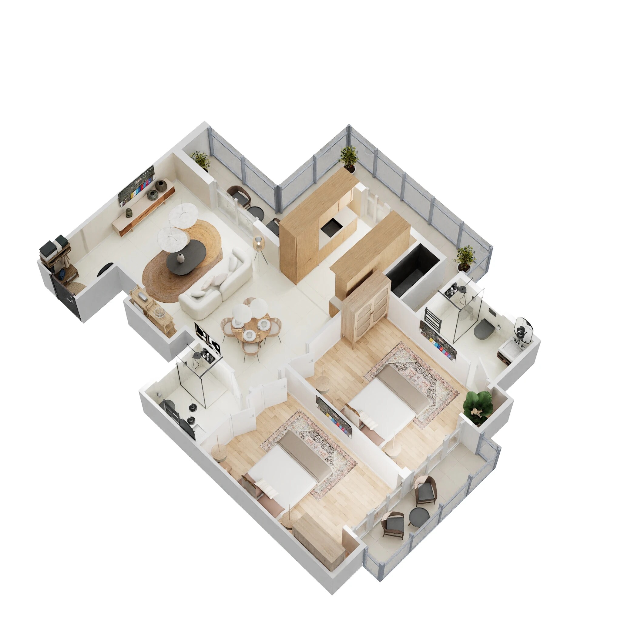 Floor plan of 2 BHK 1246 Sq. Ft. Apartment in Gaur Grandeur, Noida