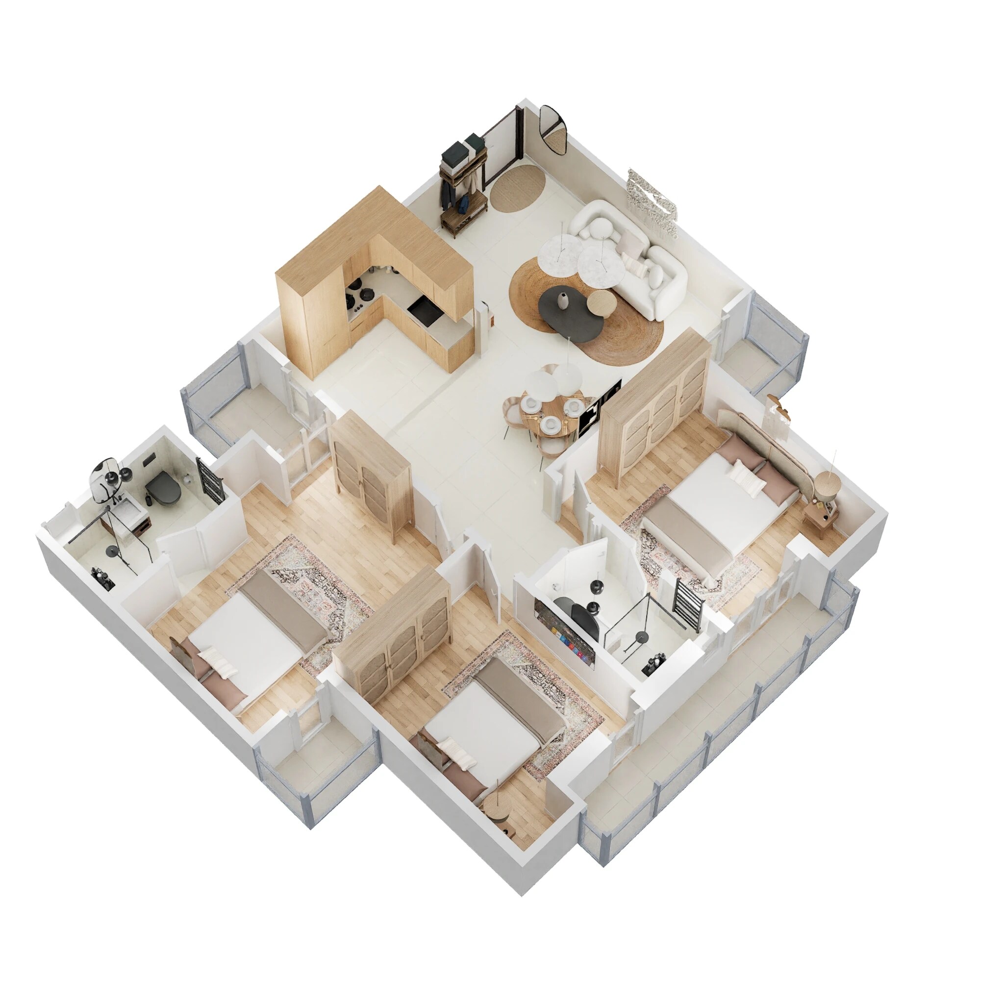 Floor plan of 3 BHK 1344 Sq. Ft. Apartment in Gaur Grandeur, Noida