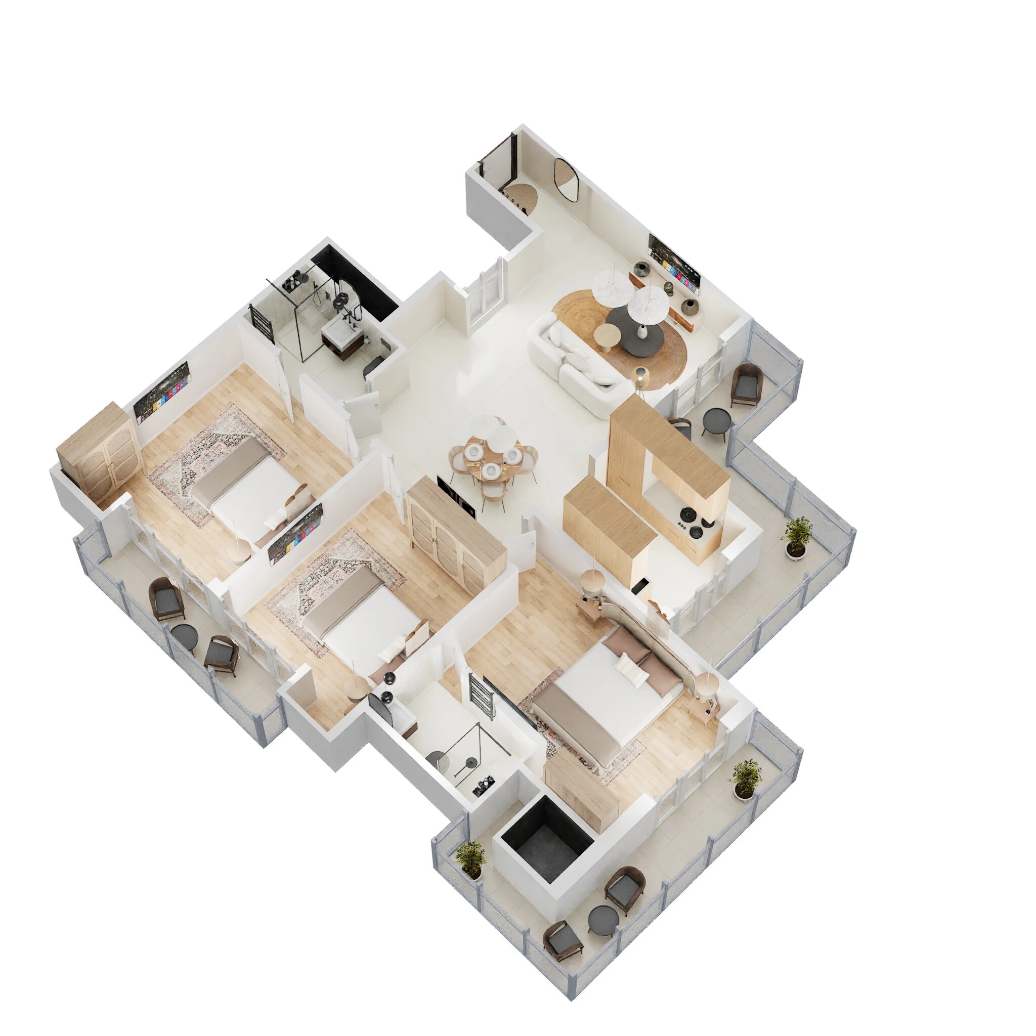 Floor plan of 3 BHK 1625 Sq. Ft. Apartment in Gaur Grandeur, Noida