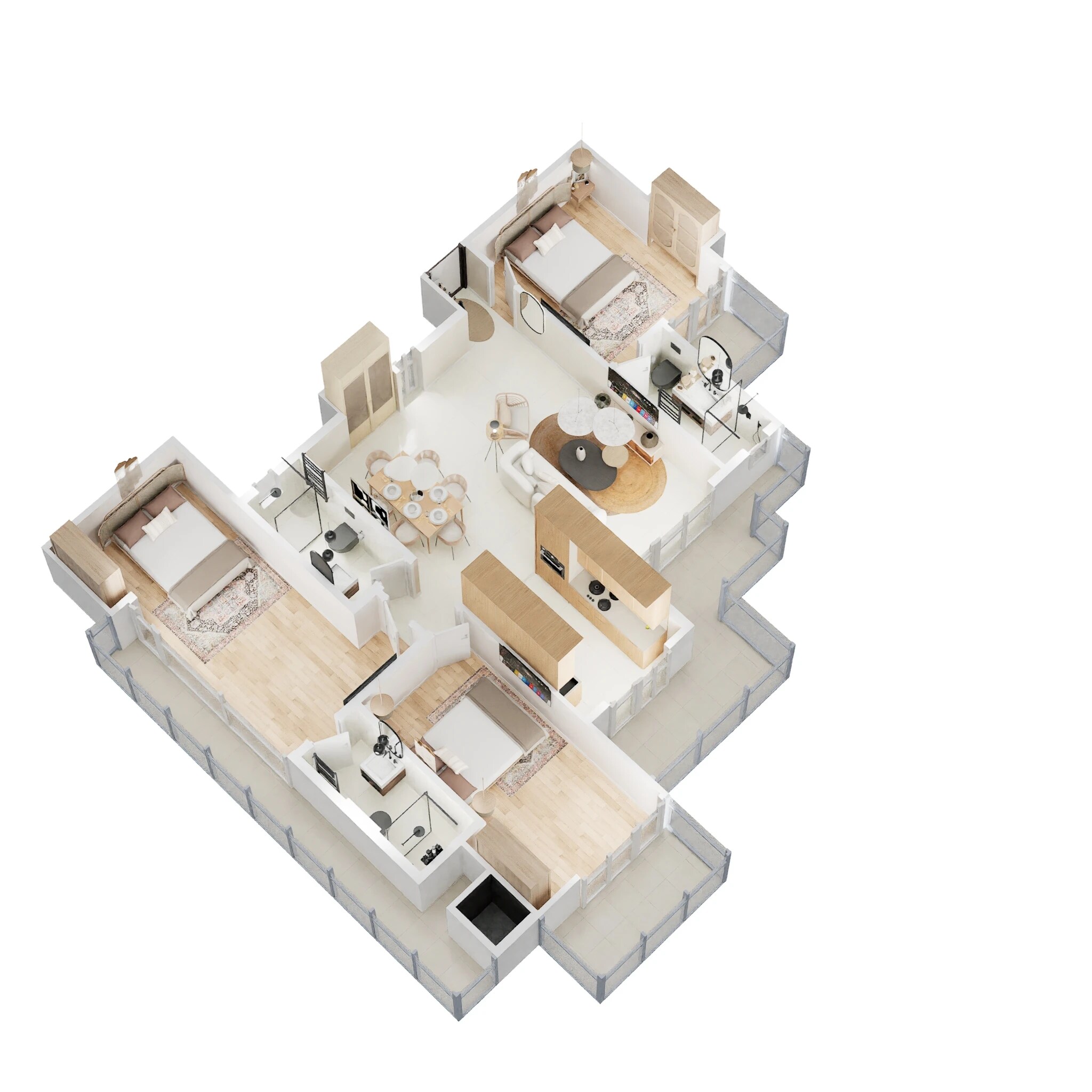 Floor plan of 3 BHK 1739 Sq. Ft. Apartment in Gaur Grandeur, Noida