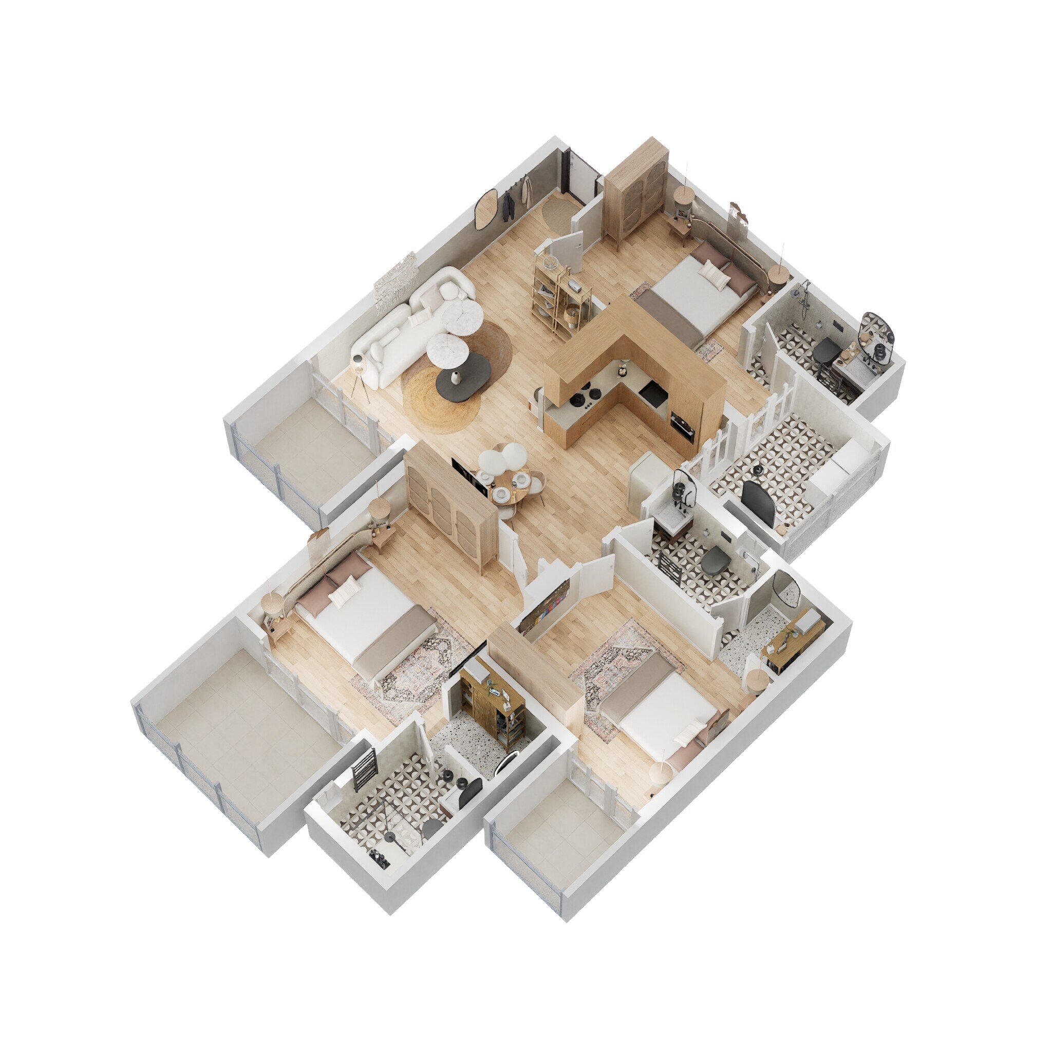 Floor plan of 3 BHK 1700 Sq. Ft. Apartment in Gaur Sportswood, Noida