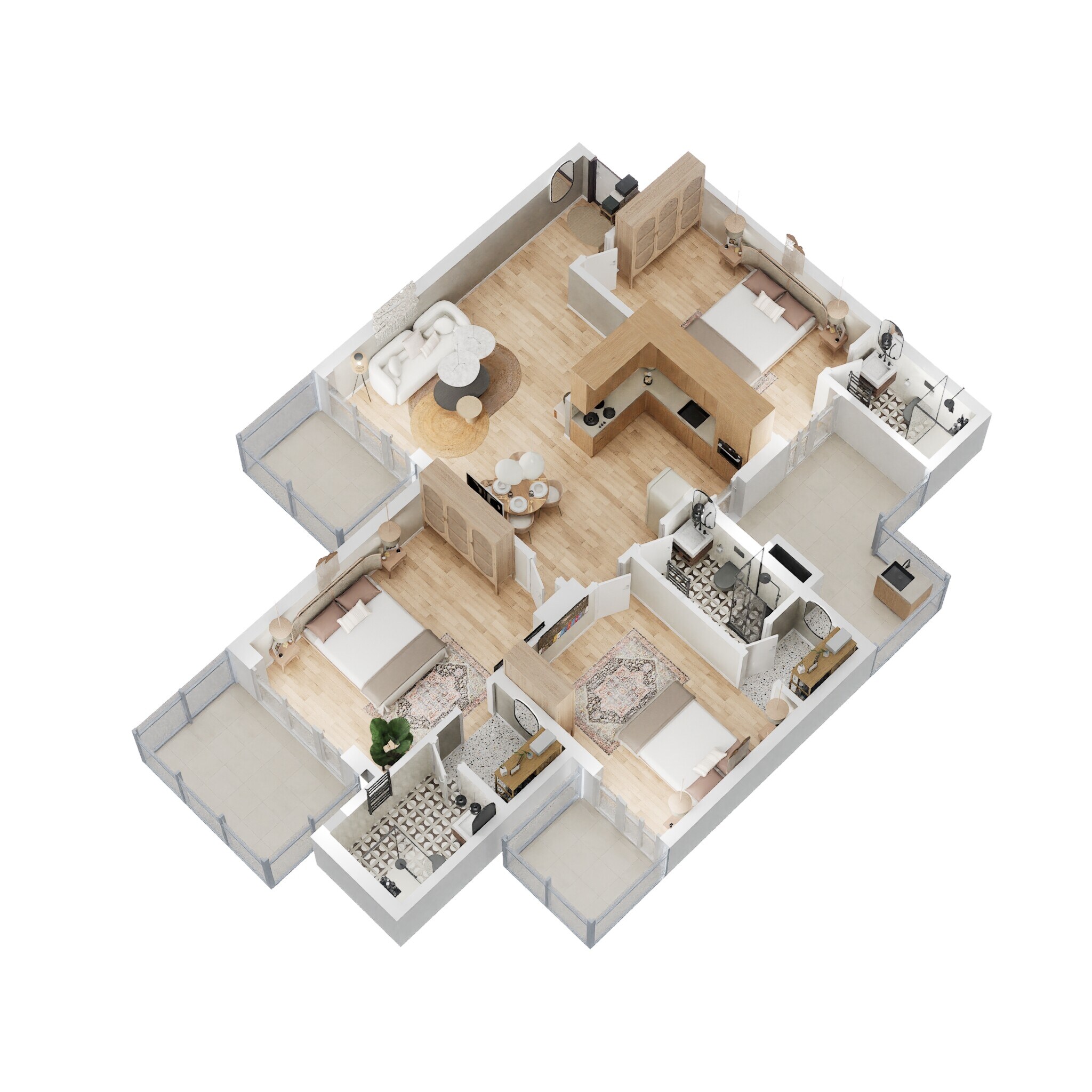 Floor plan of 3 BHK 1850 Sq. Ft. Apartment in Gaur Sportswood, Noida
