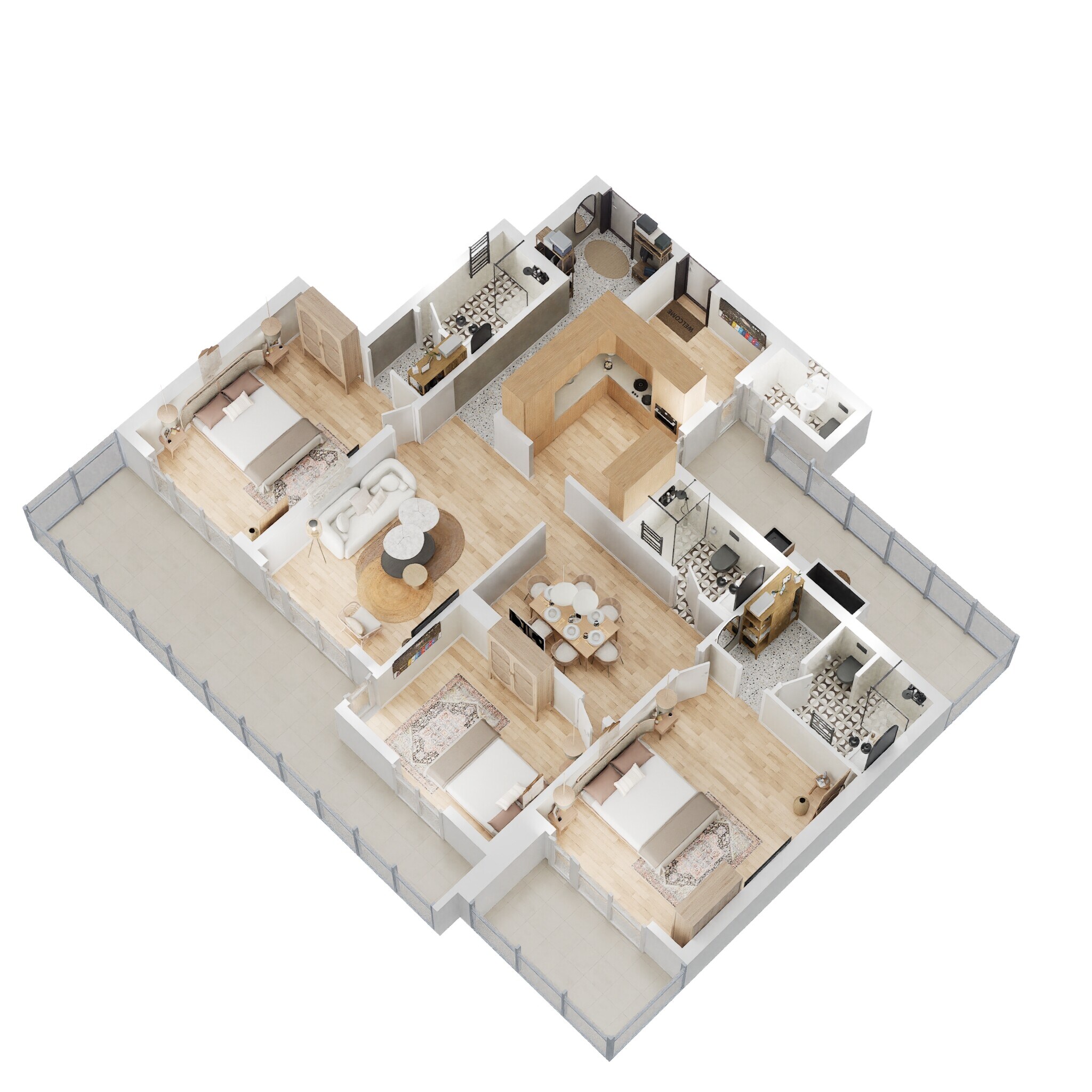 Floor plan of 3 BHK 2280 Sq. Ft. Apartment in Gaur Sportswood, Noida
