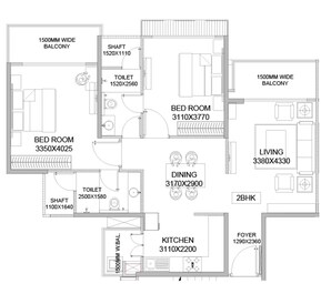 2 BHK 1255 Sq. Ft. Apartment in Godrej Bliss