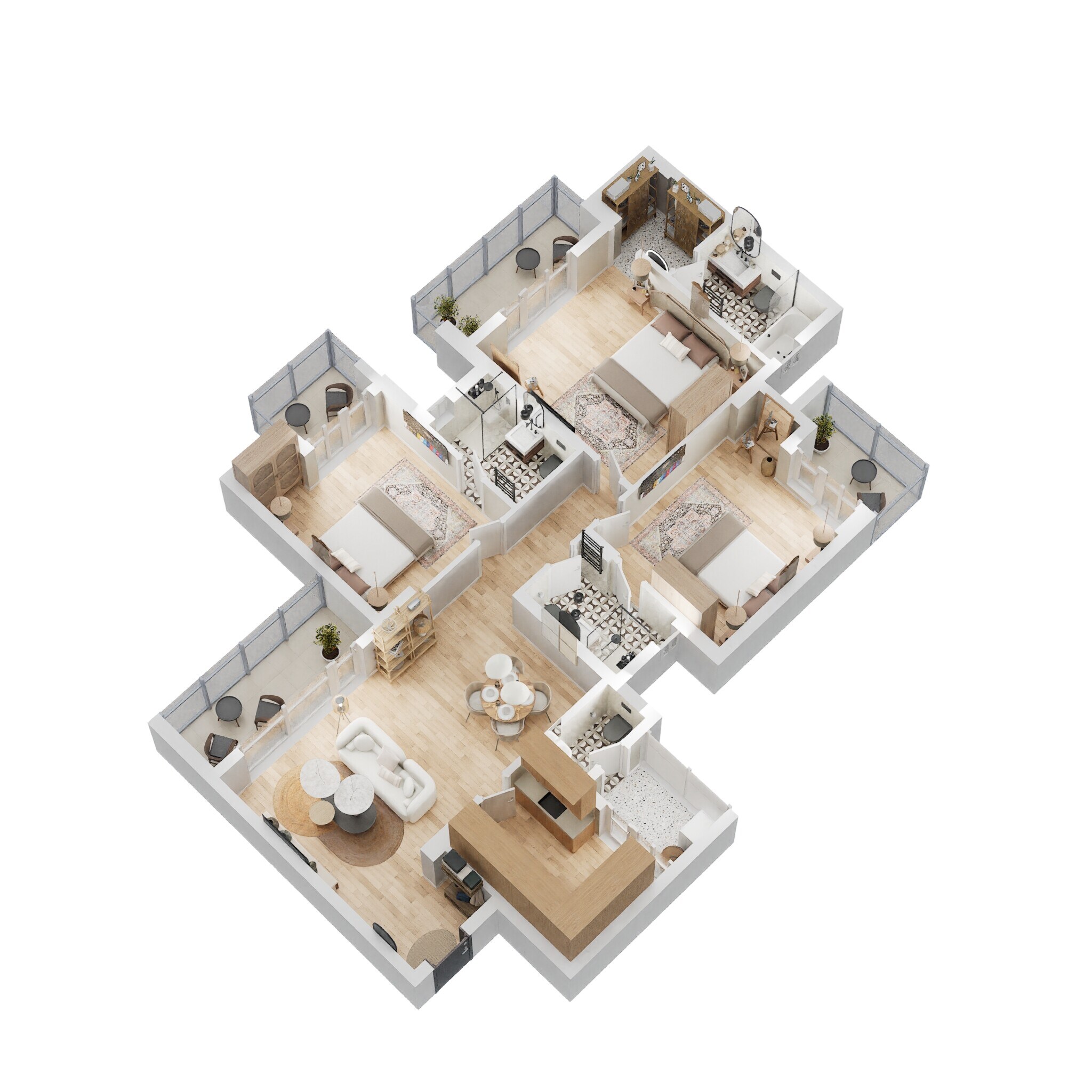 Floor plan of 3 BHK 1367 Sq. Ft. Apartment in Godrej Nest, Noida