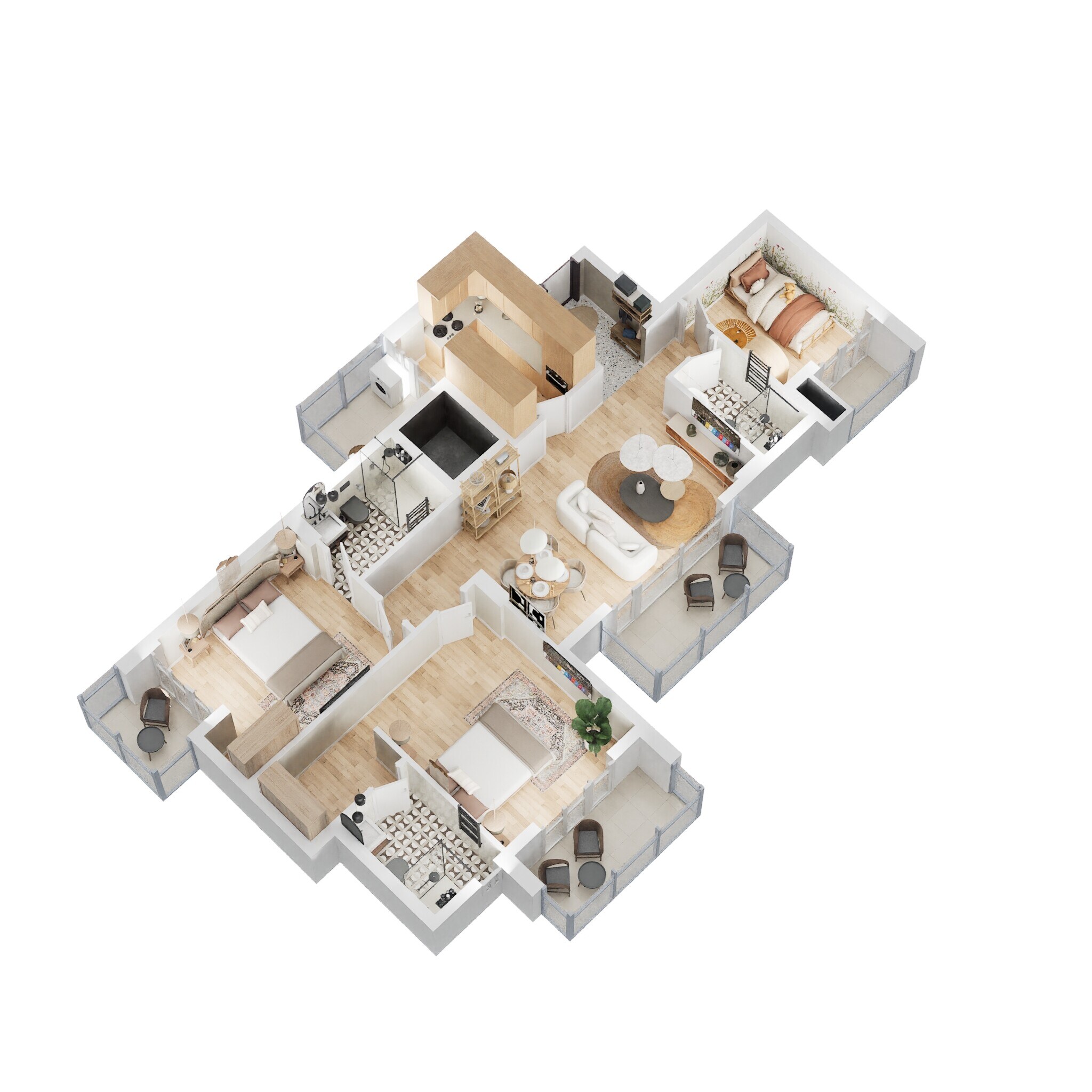 Floor plan of 3 BHK 1098 Sq. Ft. Apartment in Godrej Nest, Noida