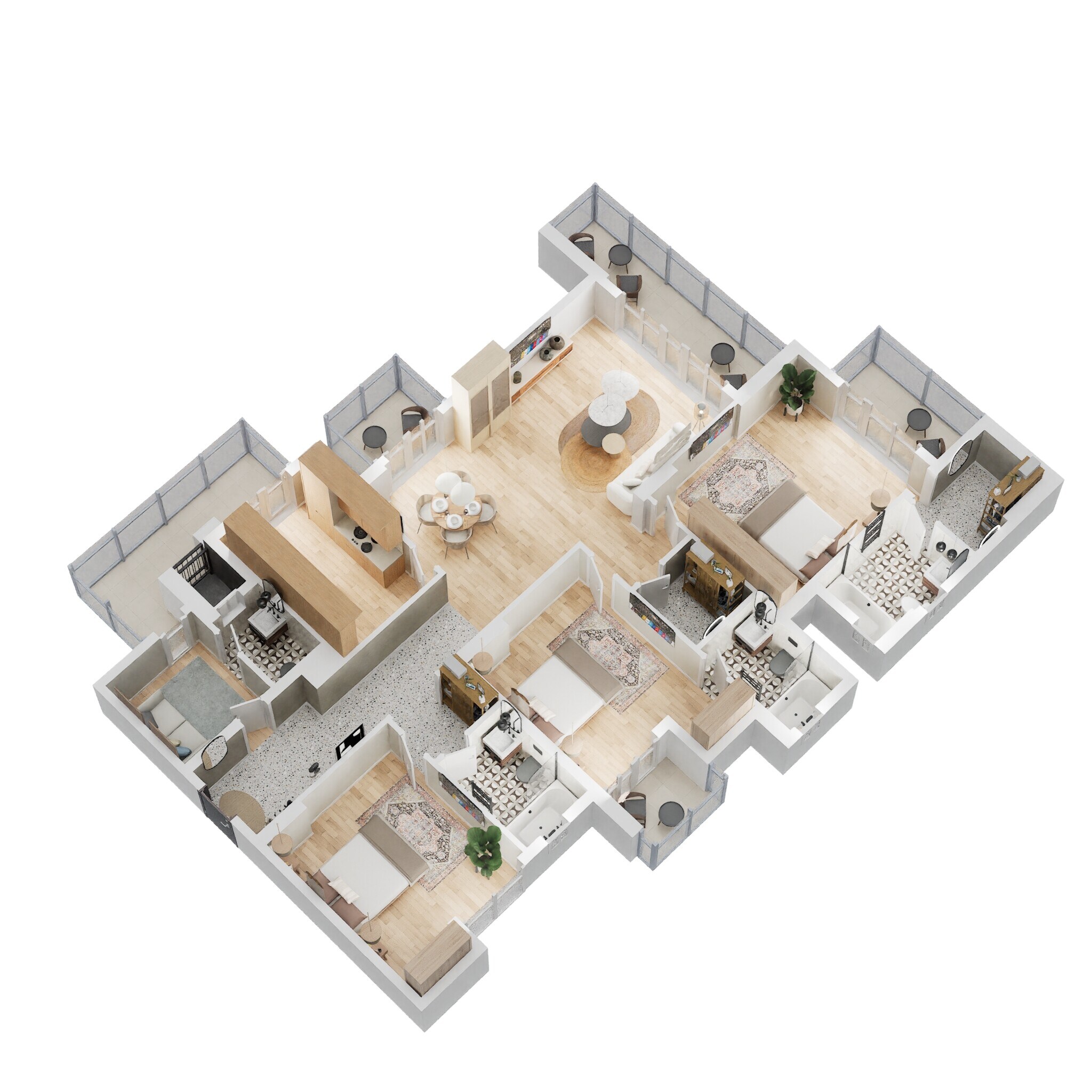 Floor plan of 3 BHK 1636 Sq. Ft. Apartment in Godrej Nest, Noida