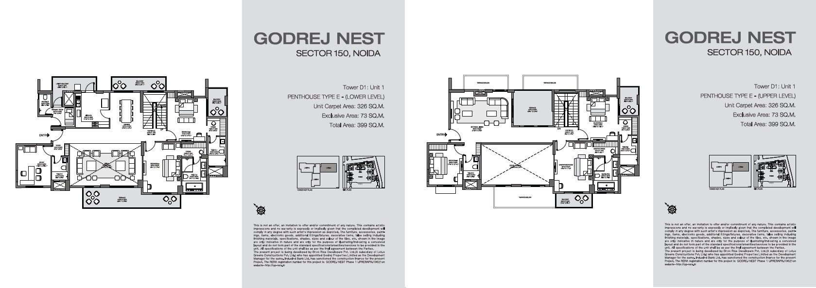 Floor plan of 4 BHK 4295 Sq. Ft. Penthouse in Godrej Nest, Noida