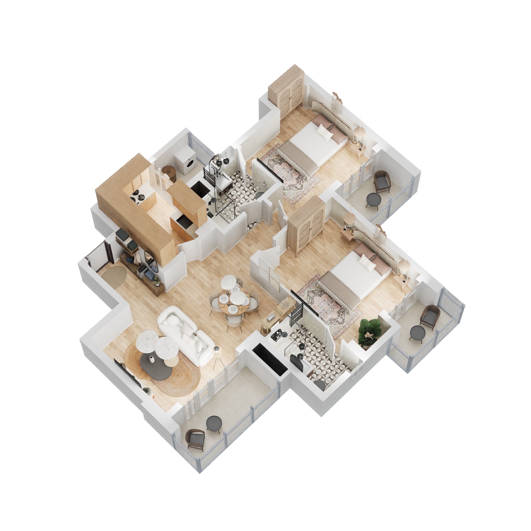 Floor plan of 2 BHK 896 Sq. Ft. Apartment in Godrej Nurture, Noida