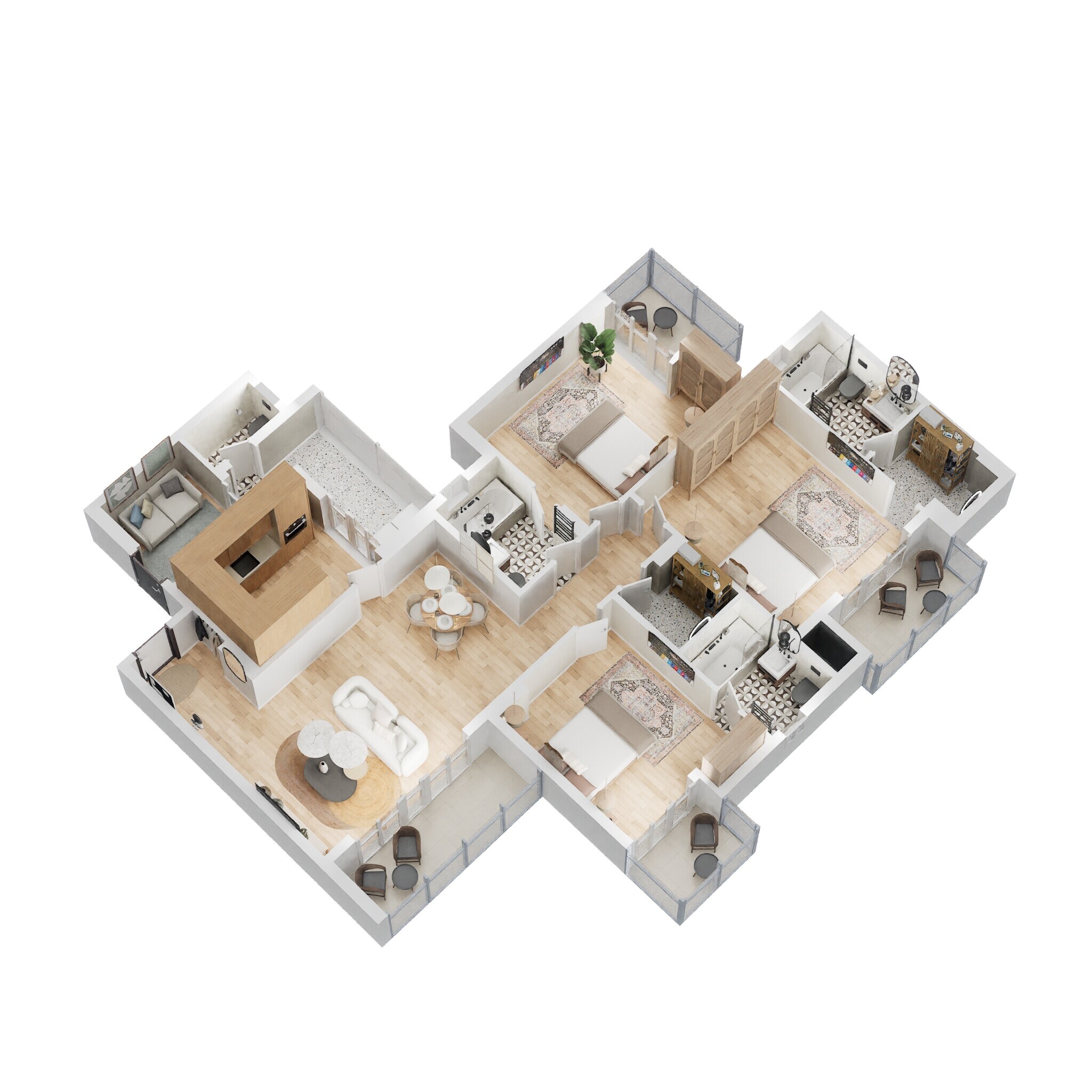 Floor plan of 3 BHK 1476 Sq. Ft. Apartment in Godrej Nurture, Noida