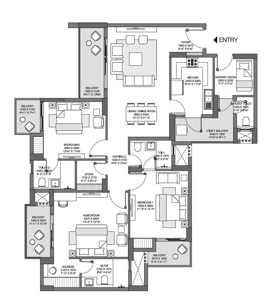 3 Bhk 1222 Sq Ft Apartment - 