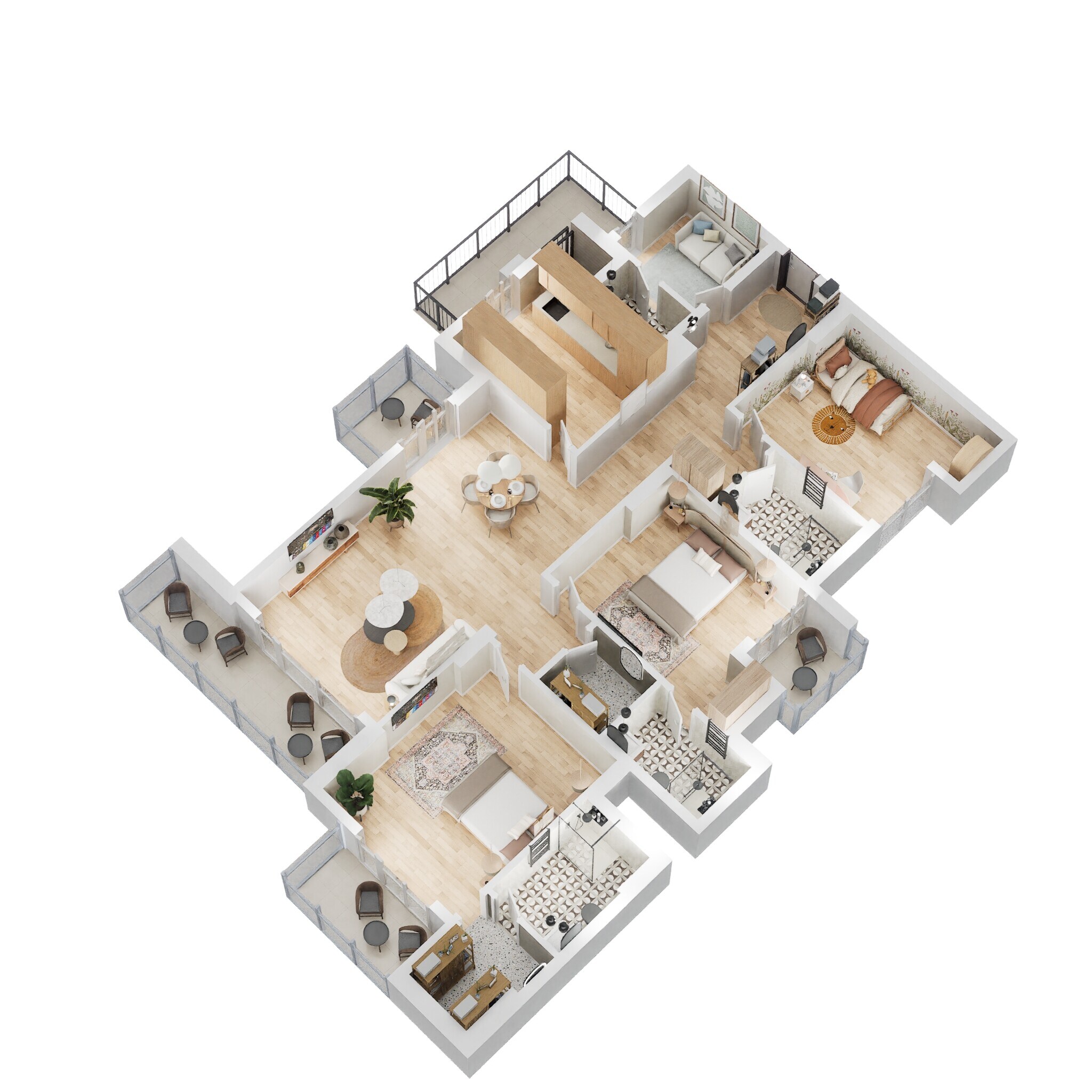 Floor plan of 3 BHK 1645 Sq. Ft. Apartment in Godrej Nurture, Noida