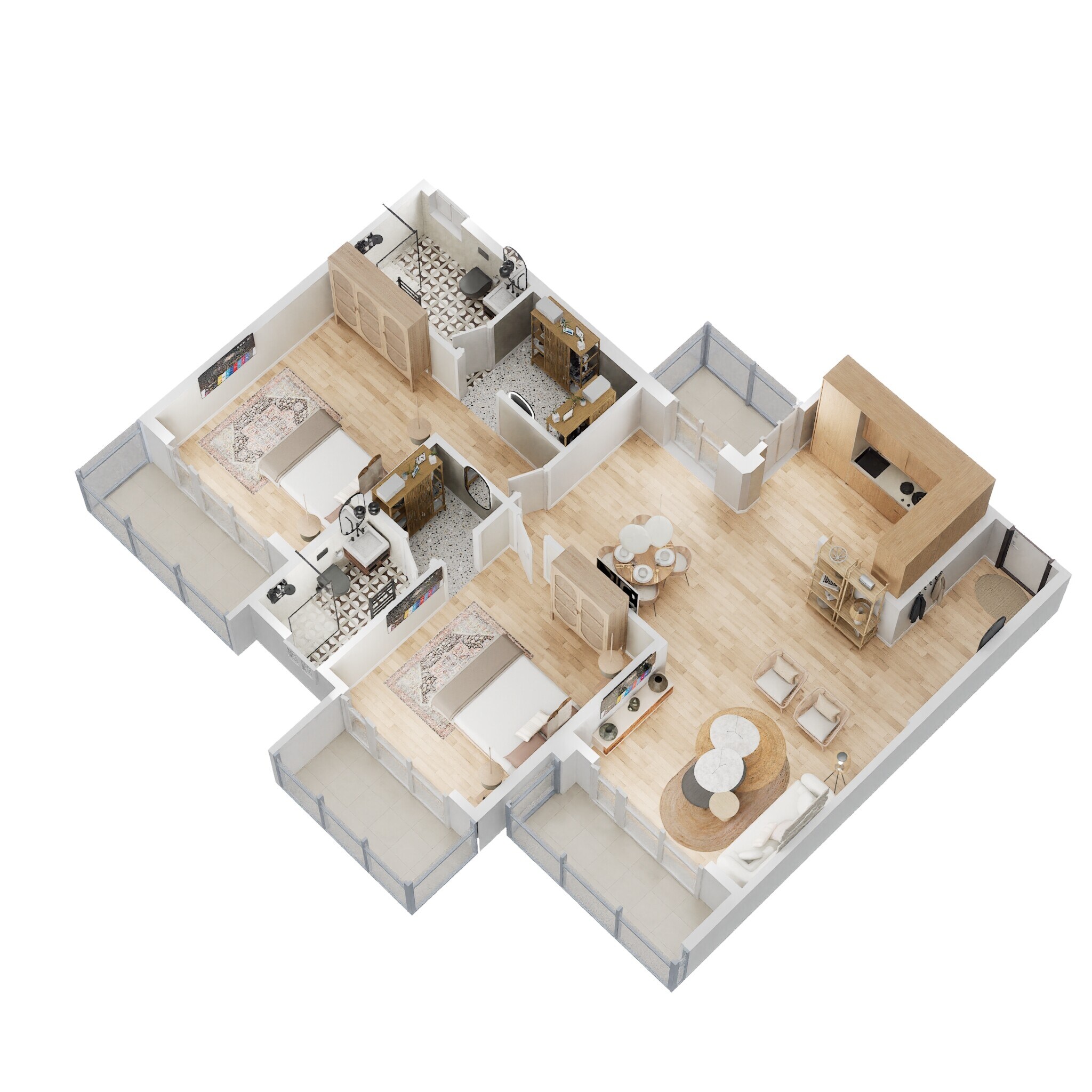 Floor plan of 2 BHK Apartment - 1300 sq. ft. in Godrej Palm Retreat, Noida