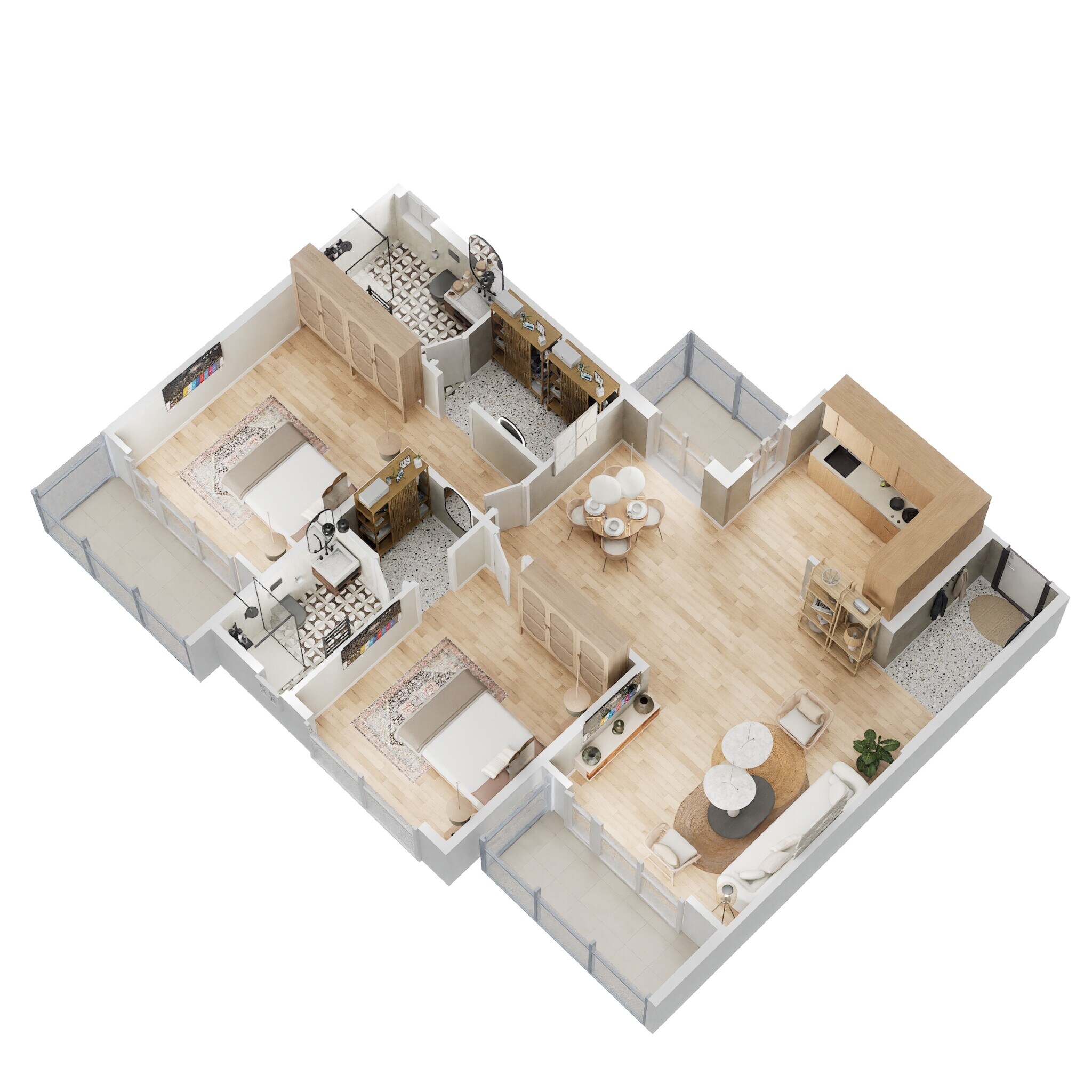 Floor plan of 2 BHK Apartment - 1600 sq. ft. in Godrej Palm Retreat, Noida
