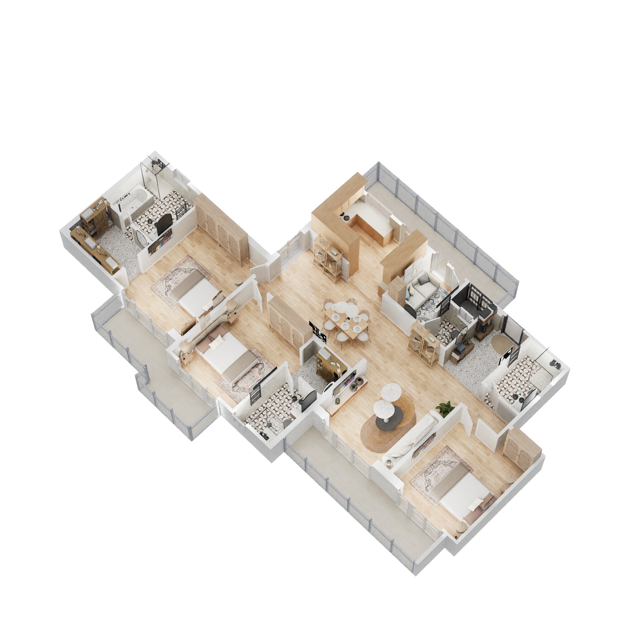 Floor plan of 3 BHK Apartment - 2000 sq. ft. in Godrej Palm Retreat, Noida