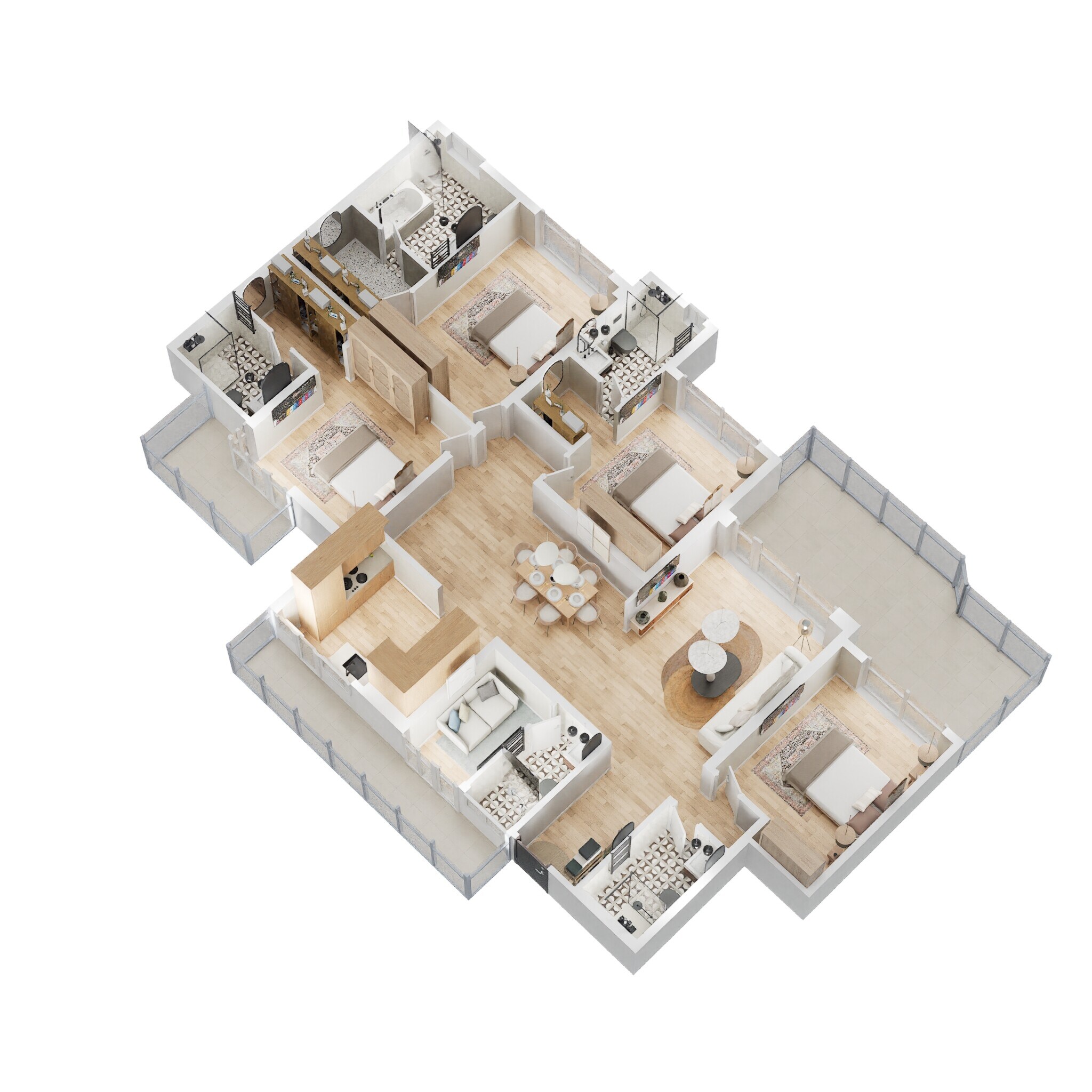 Floor plan of 4 BHK Apartment - 3300 sq. ft. in Godrej Palm Retreat, Noida