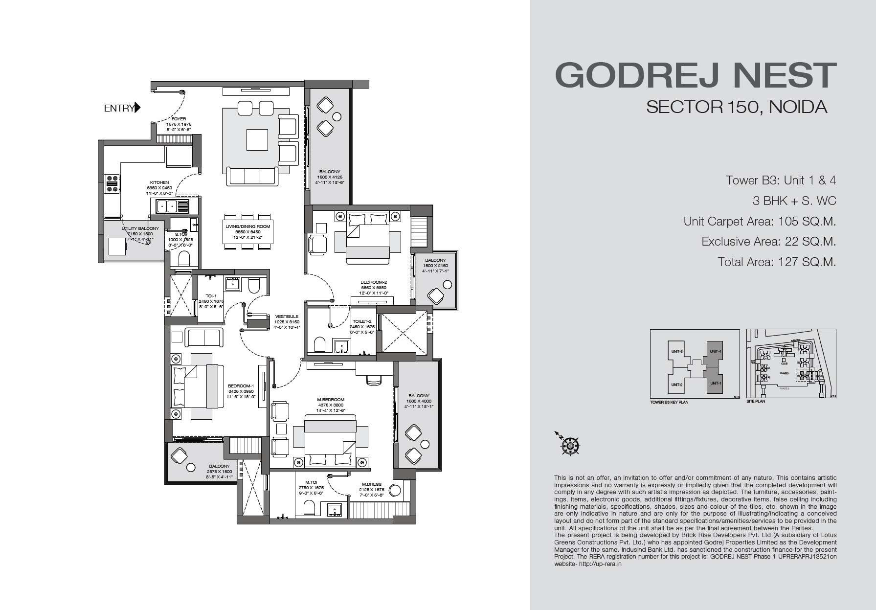 3 BHK 1130 Sq. Ft. Apartment in Godrej Solitaire