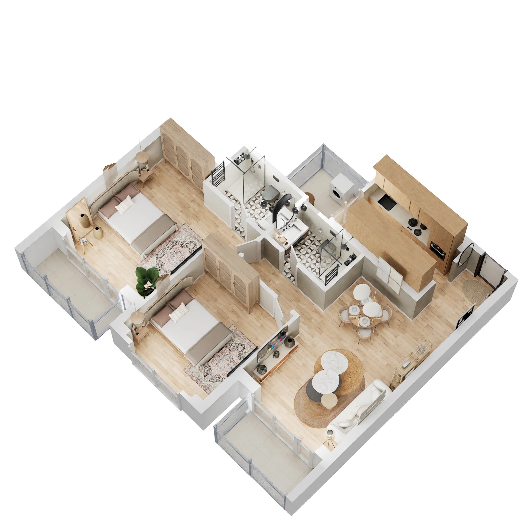 Floor plan of 2 BHK 1054 Sq. Ft. Apartment in Godrej Woods, Noida