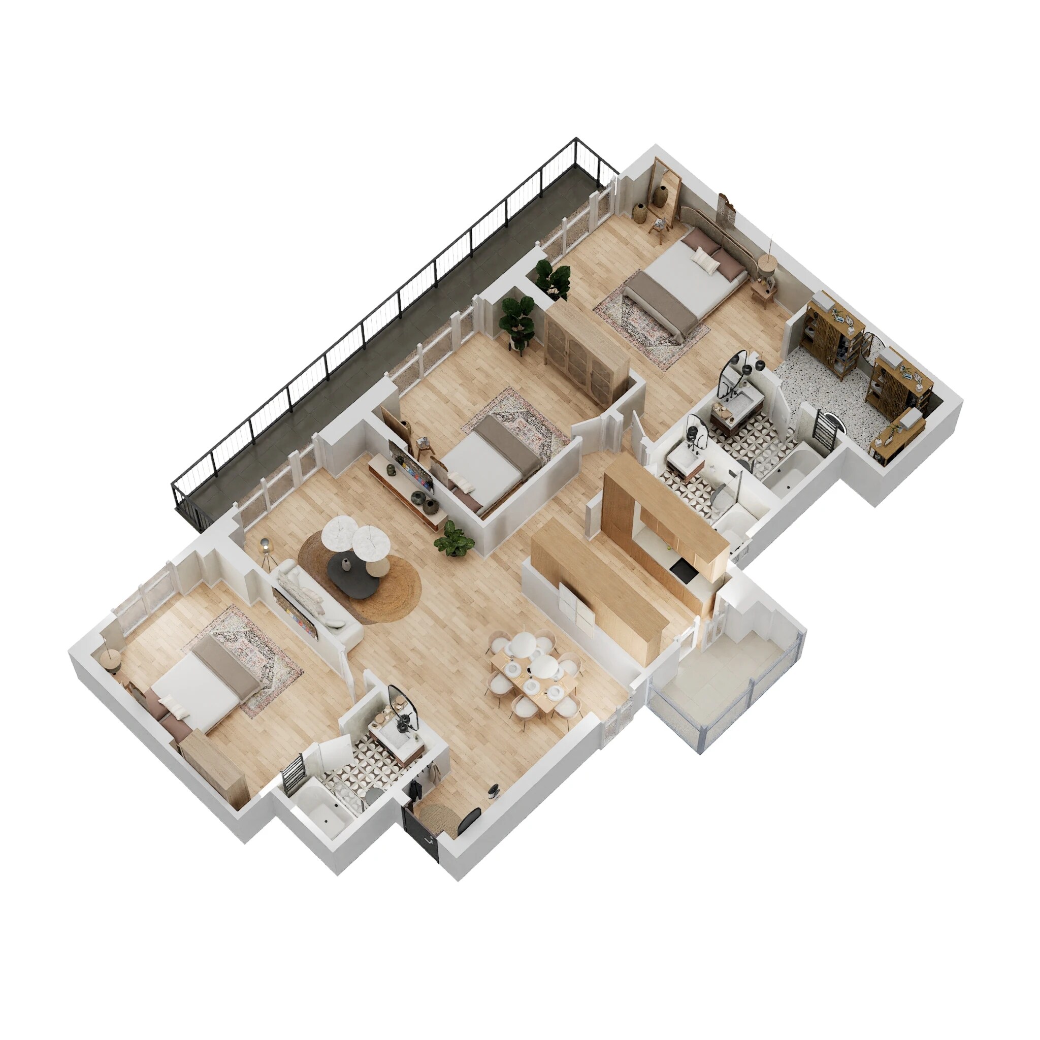 Floor plan of 3 BHK 2088 Sq. Ft. Apartment in Godrej Woods, Noida