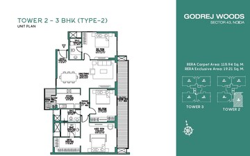  3 BHK Apartment at Godrej Woods, Sector 43 – for Rent
