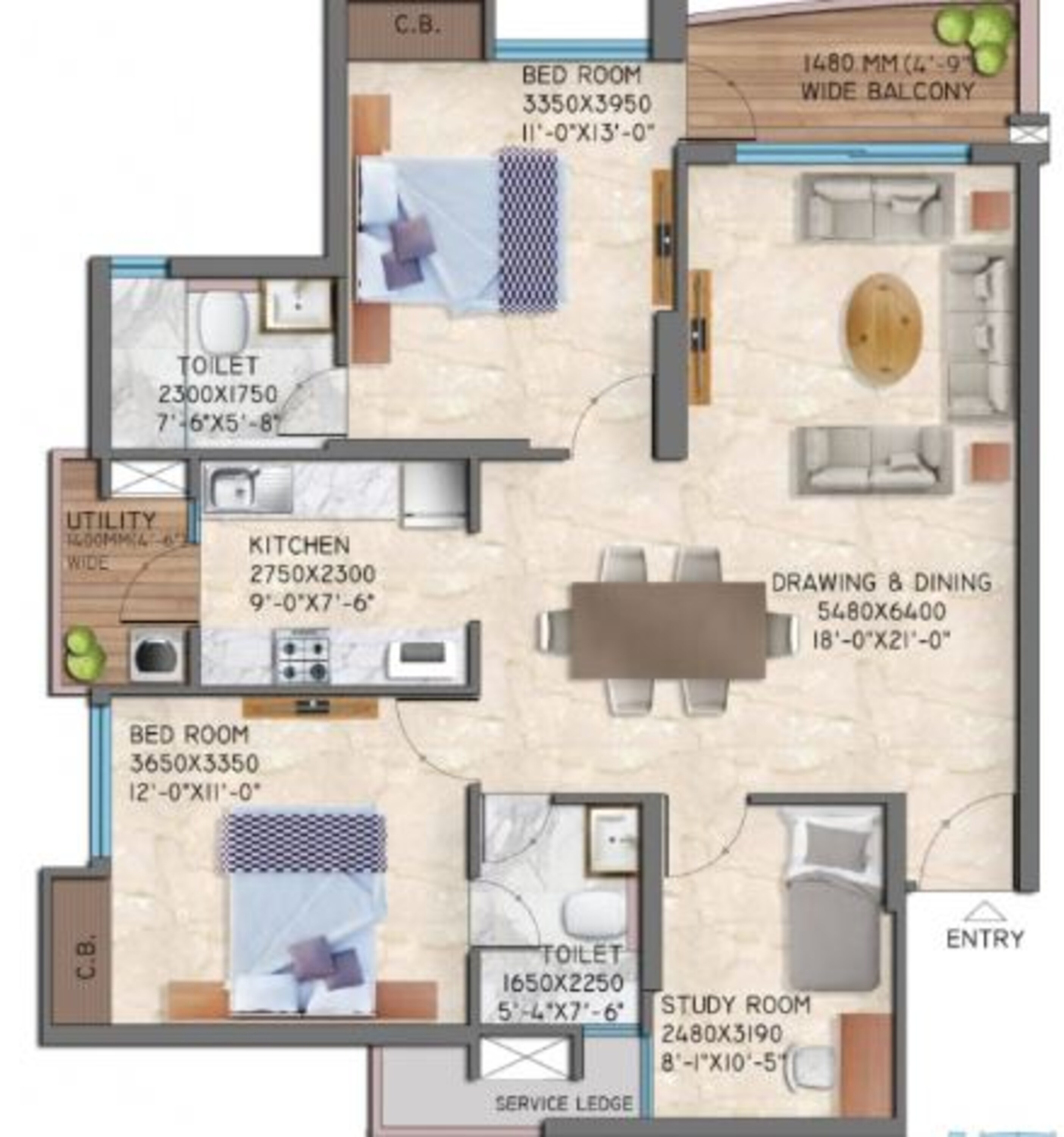 great value anandam apartment 2bhk 877sqft 1
