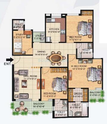  3.5 BHK Apartment at Great Value Sharanam, Hajipur – for Rent