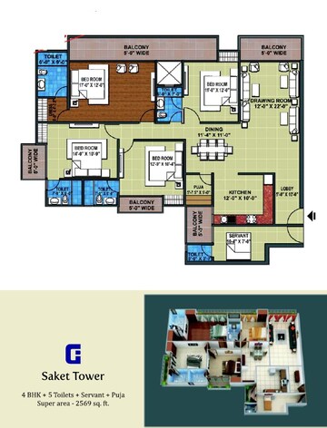  3 BHK Apartment at Griha Pravesh, Sector 77 – for Rent